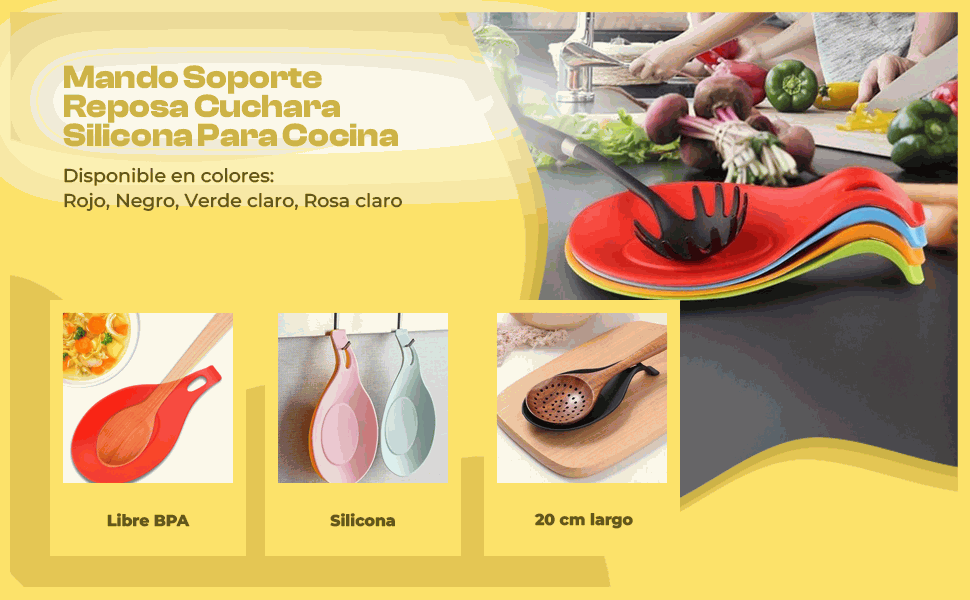 Banner - Soporte Reposa Cuchara Silicona Para Cocina Verde