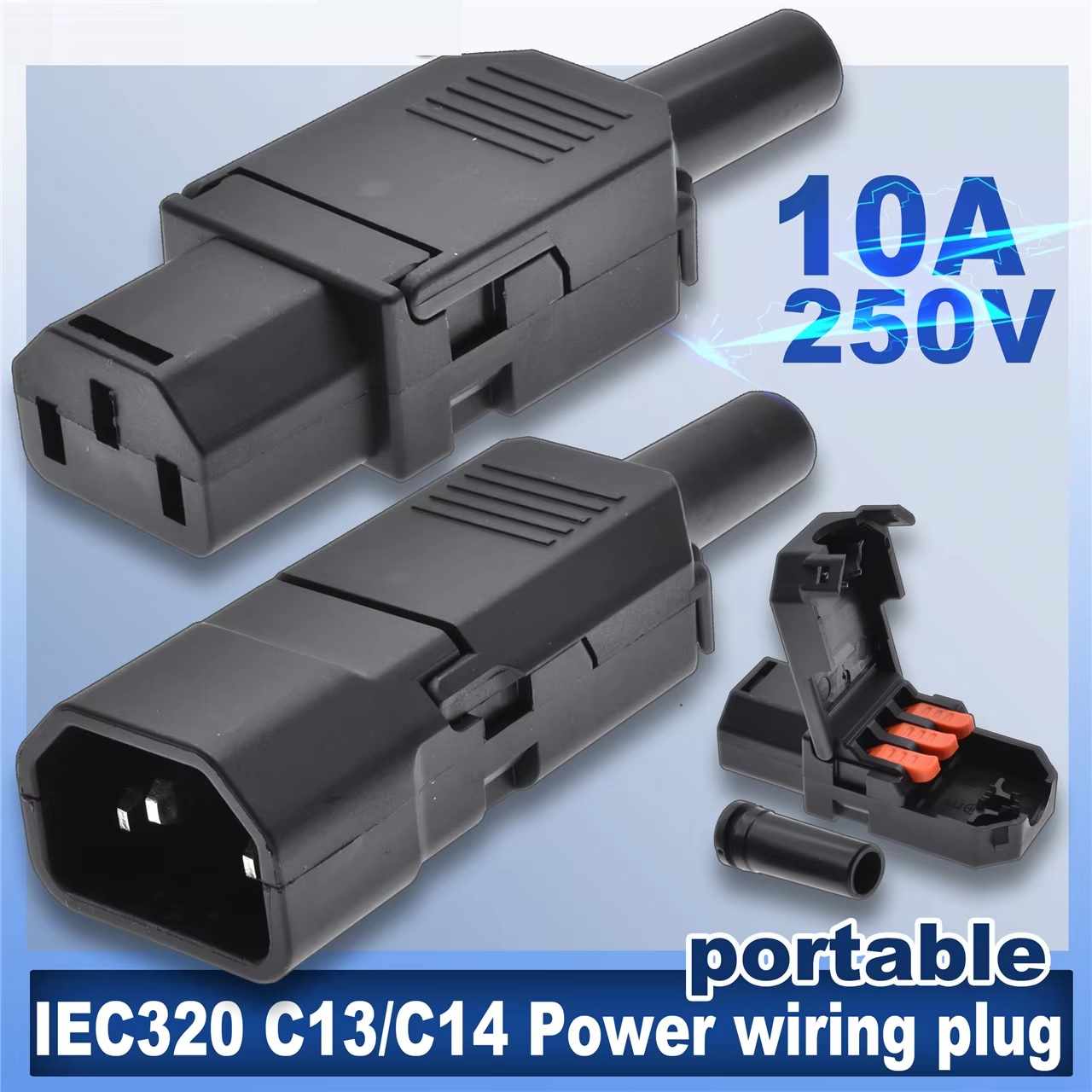 Conector alimentacion C13 hembra 10 A 250V Montaje rapido - imagen 2