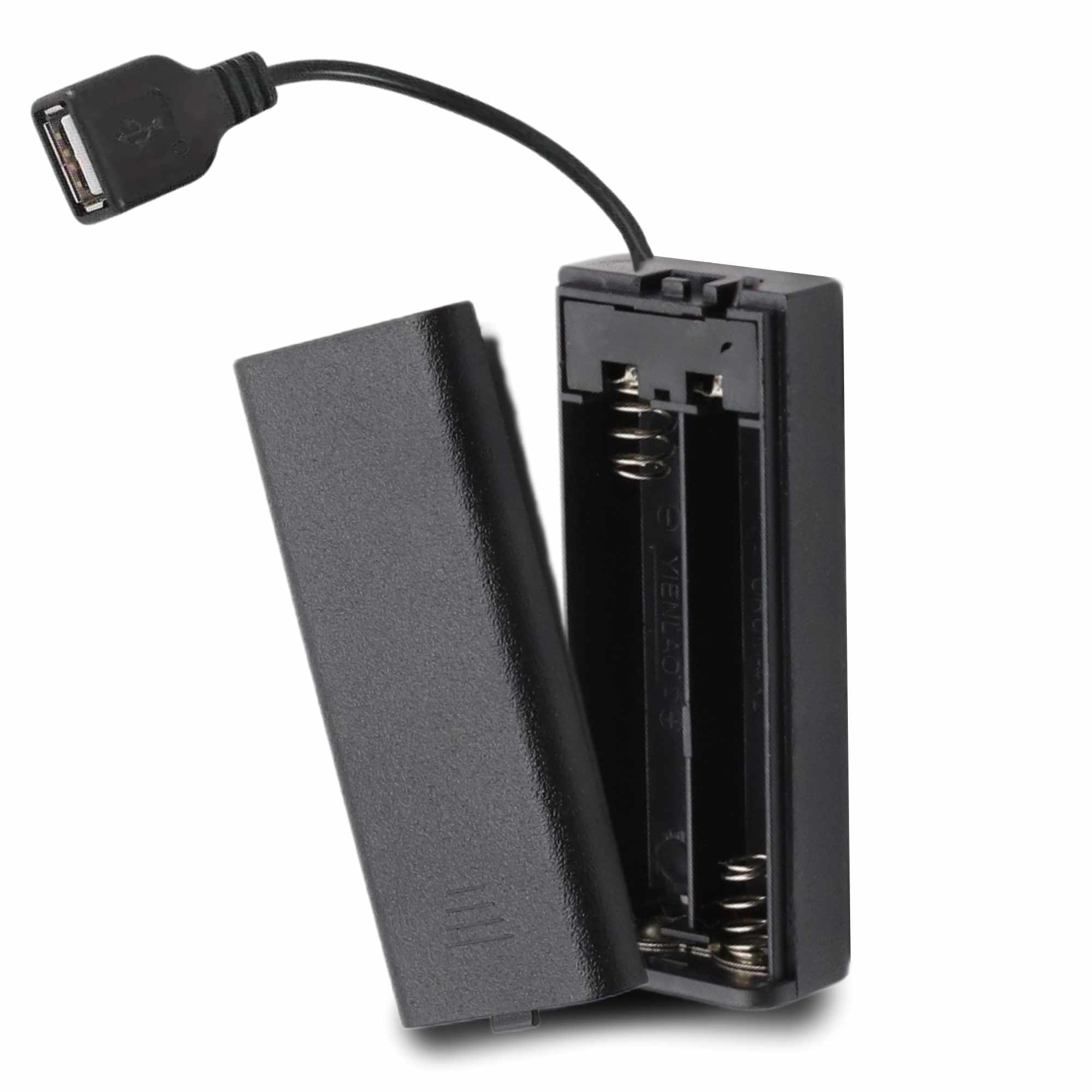 Portapilas USB para 2 pilas LR6 AA con interruptor
