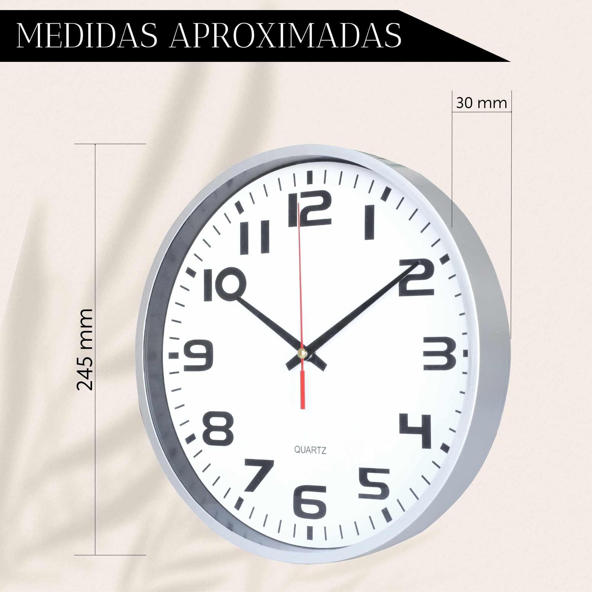 Reloj de pared 24.5 cm Blanco - imagen 5