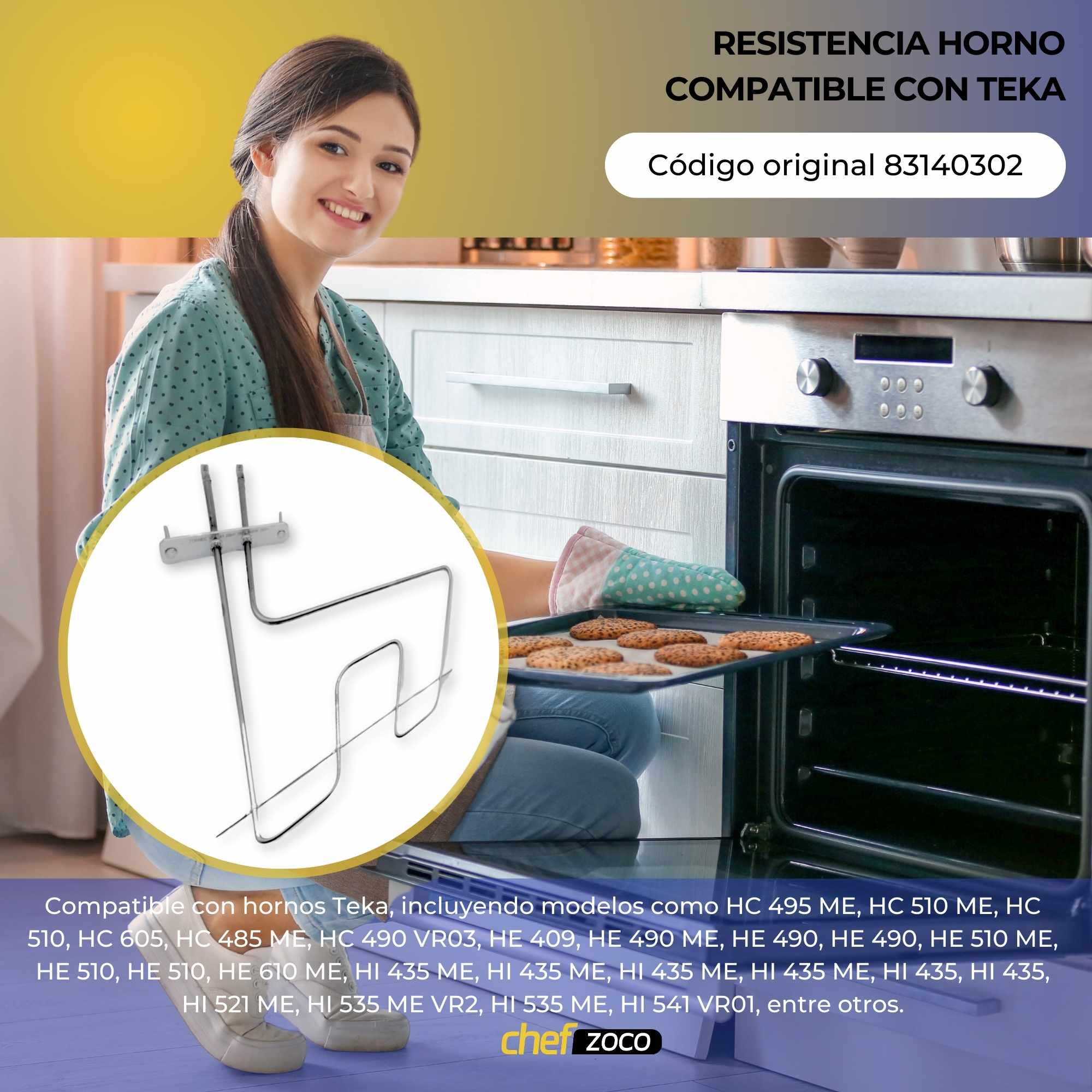 Resistencia solera Horno Teka 1400W 230V 83140302 - imagen 2