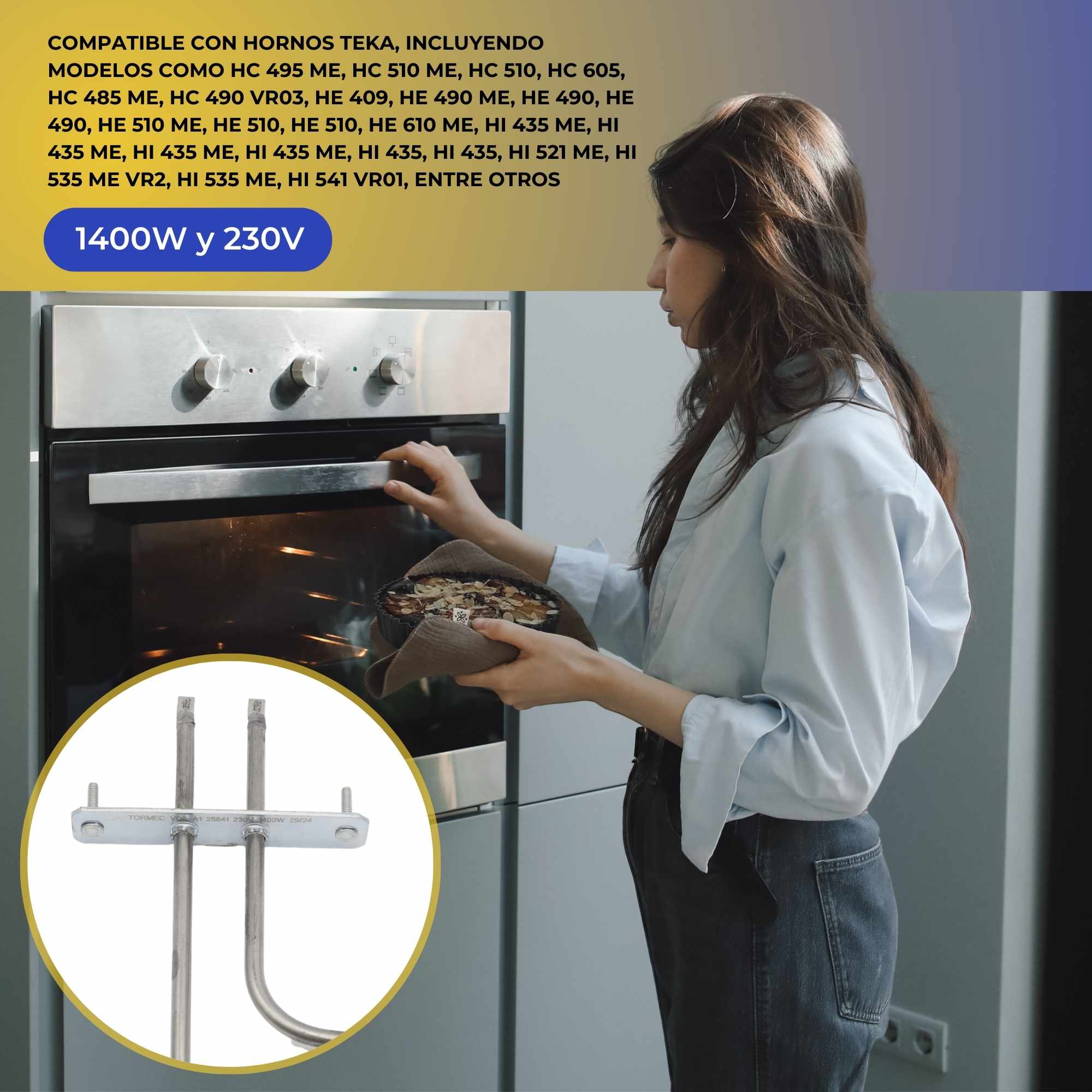 Resistencia solera Horno Teka 1400W 230V 83140302 - imagen 5
