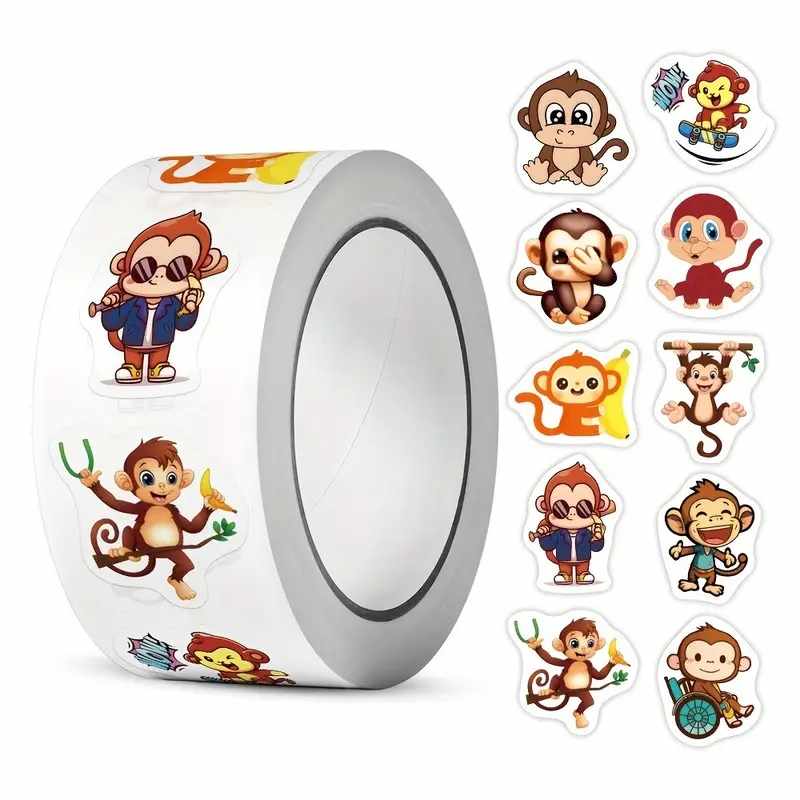 Rollo pegatinas de mono 2.5 cm 500 unidades