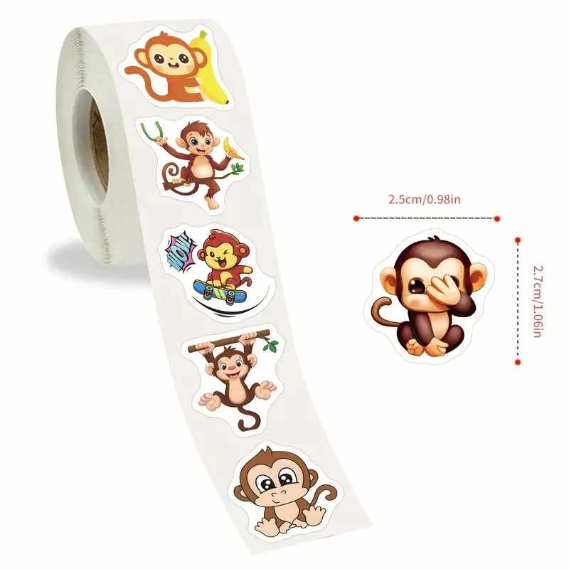 Rollo pegatinas de mono 2.5 cm 500 unidades - imagen 5
