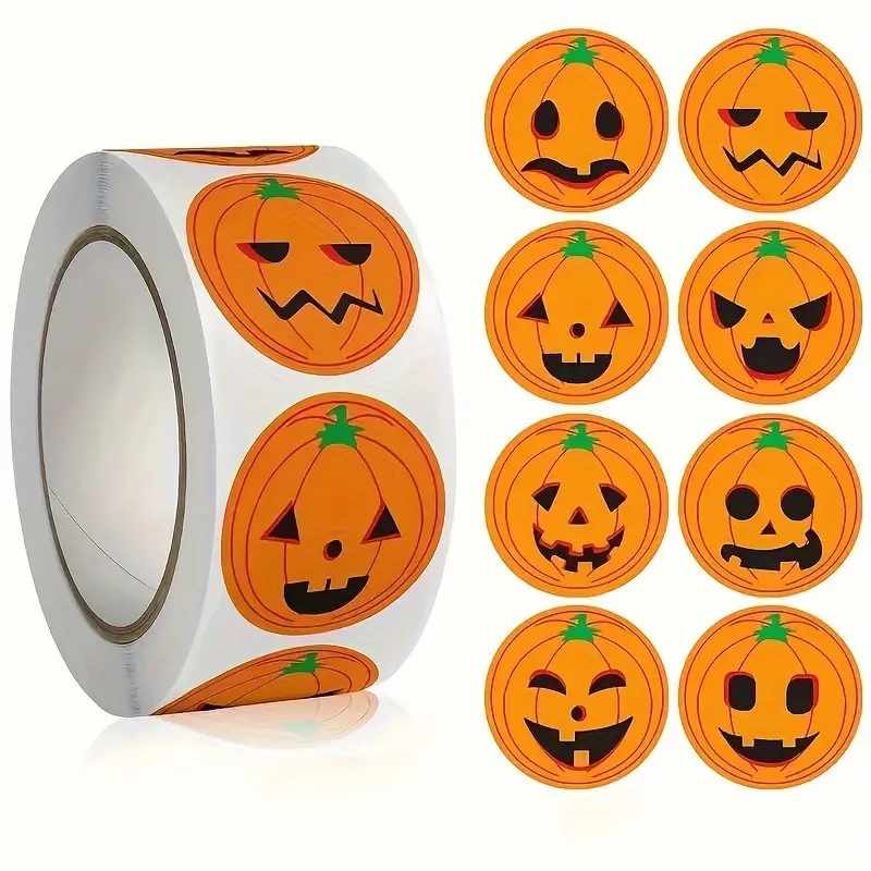 Rollo pegatinas de calabaza 2.5 cm 500 unidades