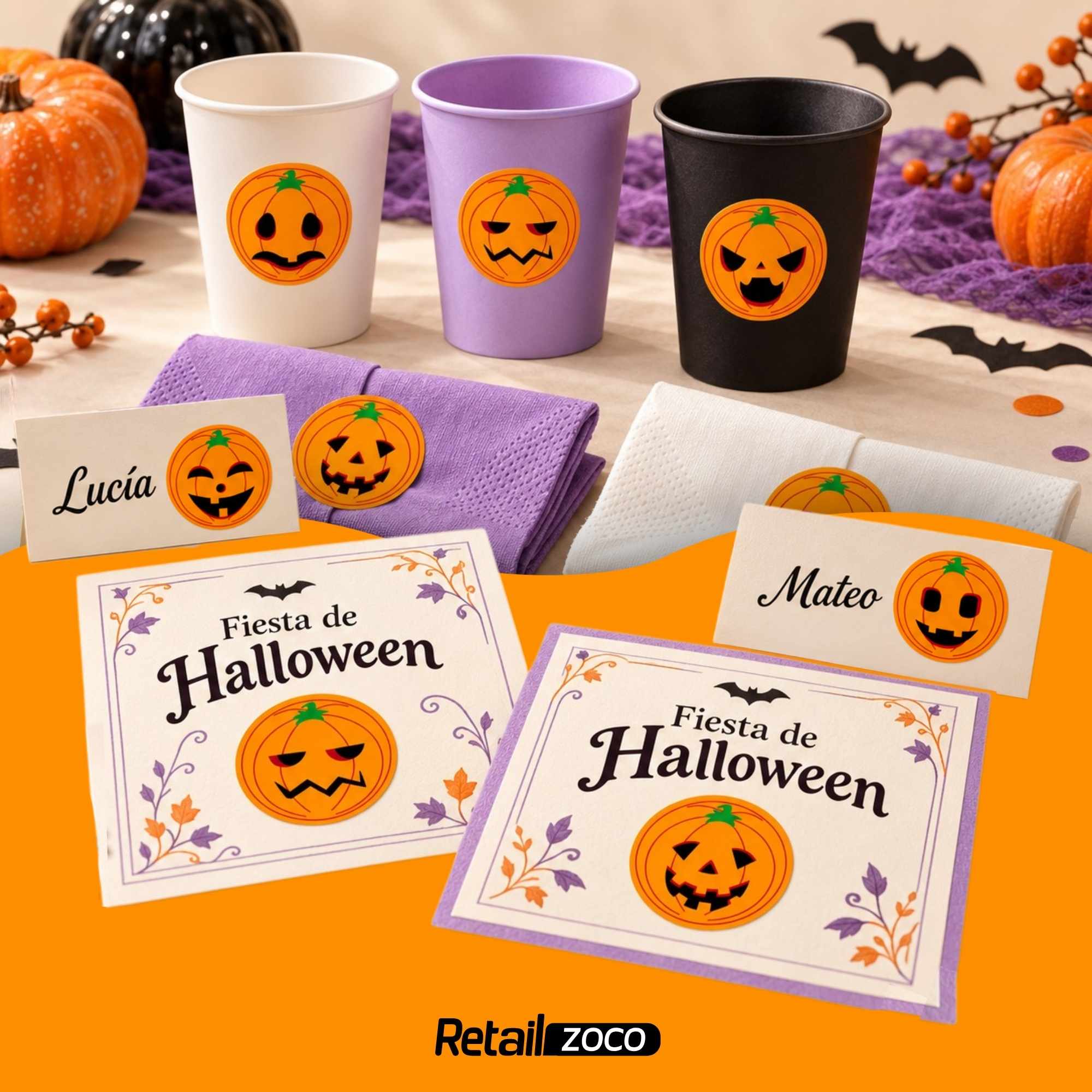 Rollo pegatinas de calabaza 2.5 cm 500 unidades - imagen 3