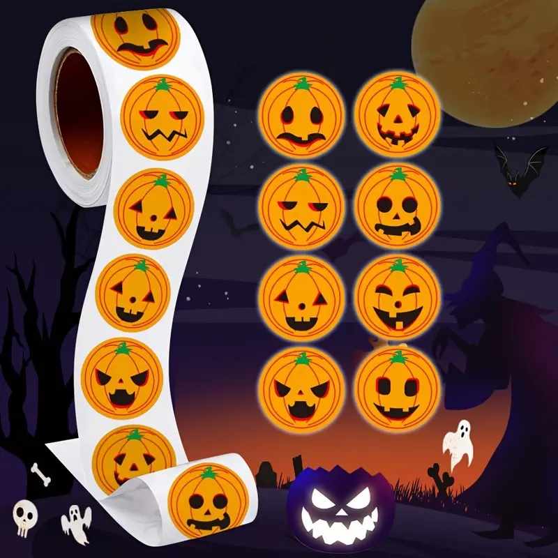 Rollo pegatinas de calabaza 2.5 cm 500 unidades - imagen 6