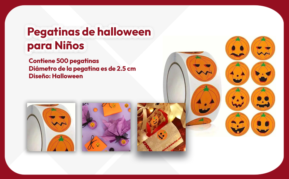 Banner - Rollo pegatinas de calabaza 2.5 cm 500 unidades