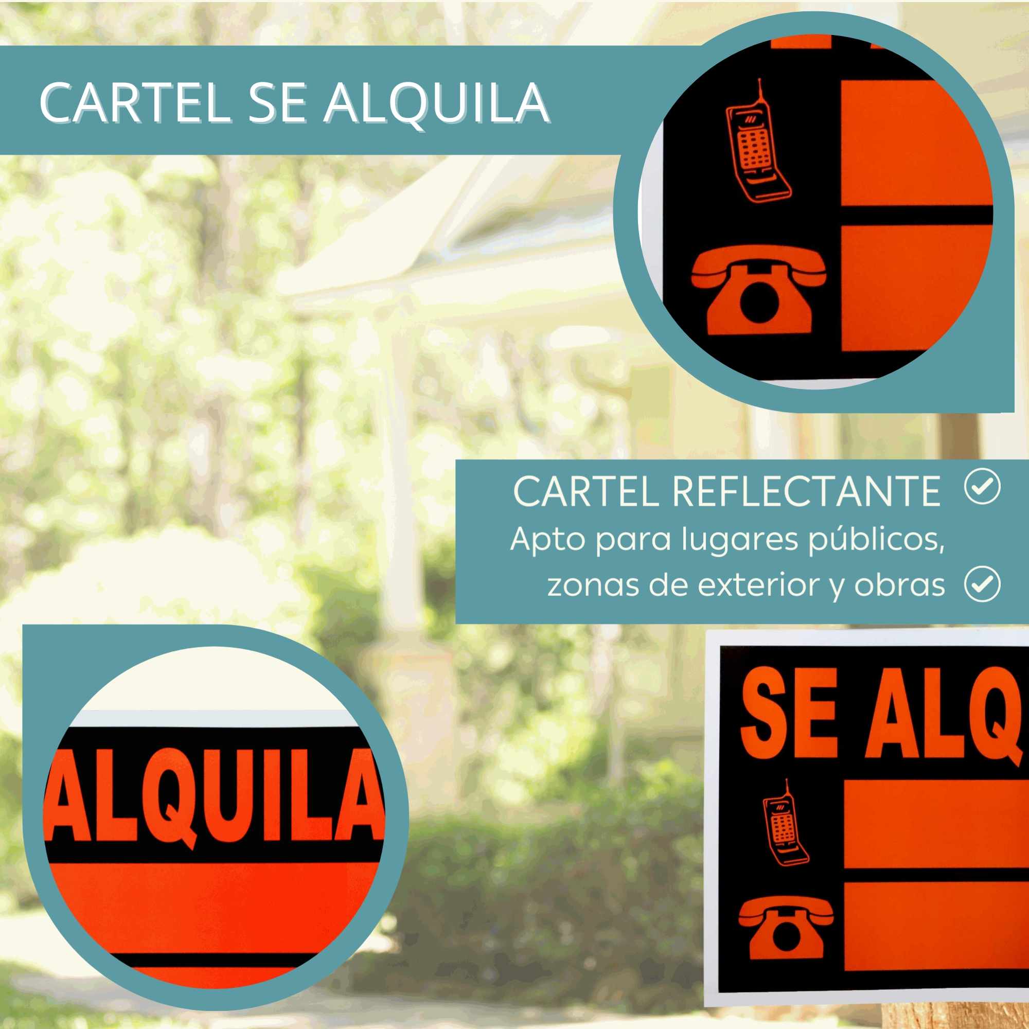 Cartel se alquila 33 x 23 cm - imagen 2