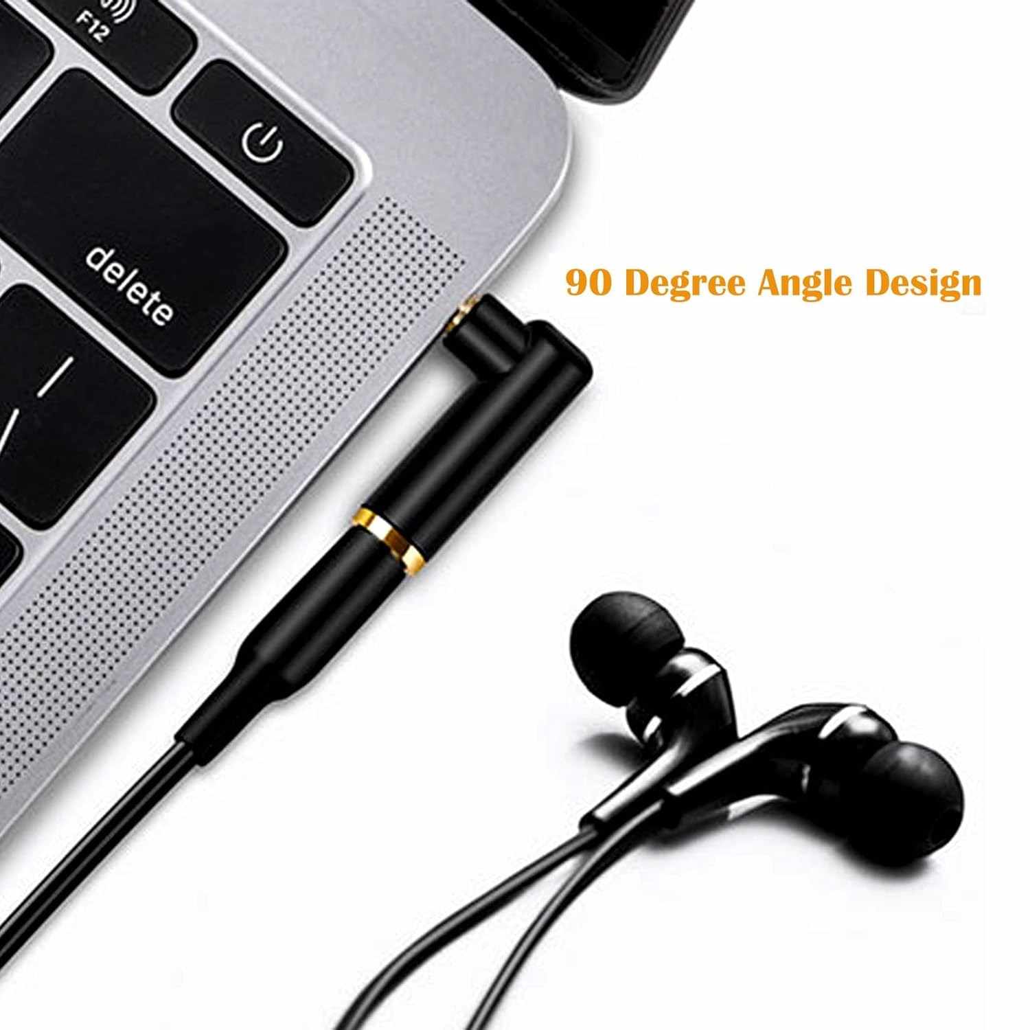 Adaptador audio estereo jack 3.5 mm acodado 4 pin dorado - imagen 2