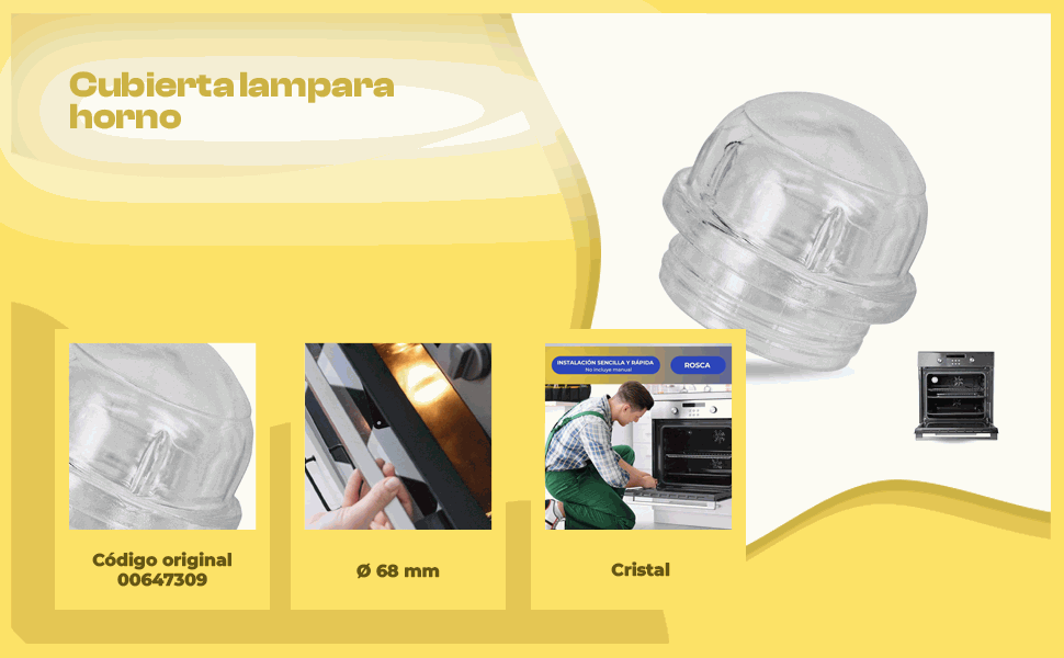Banner - Cubierta de lampara de horno Bosch Balay Siemens 00647309