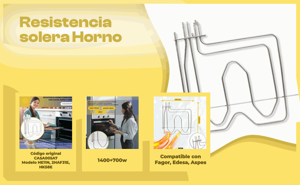 Banner - Resistencia solera Horno Fagor 1400+700W codigo original CA5A005A7