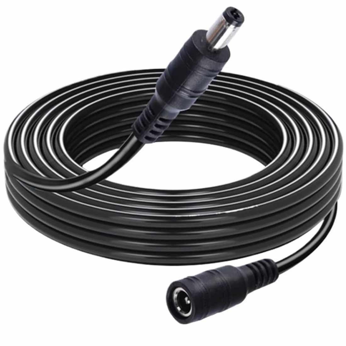 Cable alimentacion DC hembra-macho 5.5 x 2.1 mm 10 Metros Negro