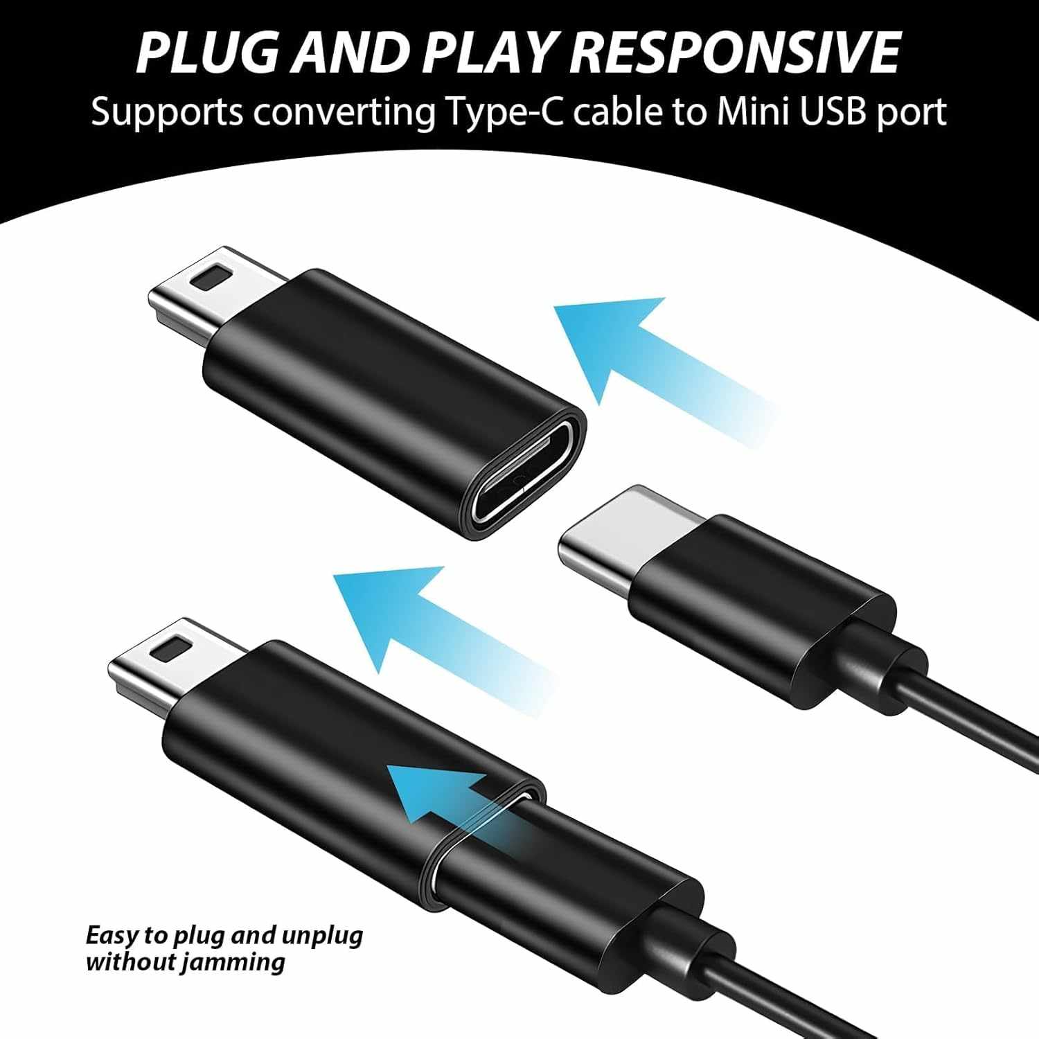 Adaptador USB tipo C 3.1 hembra a Mini USB macho Negro - imagen 3