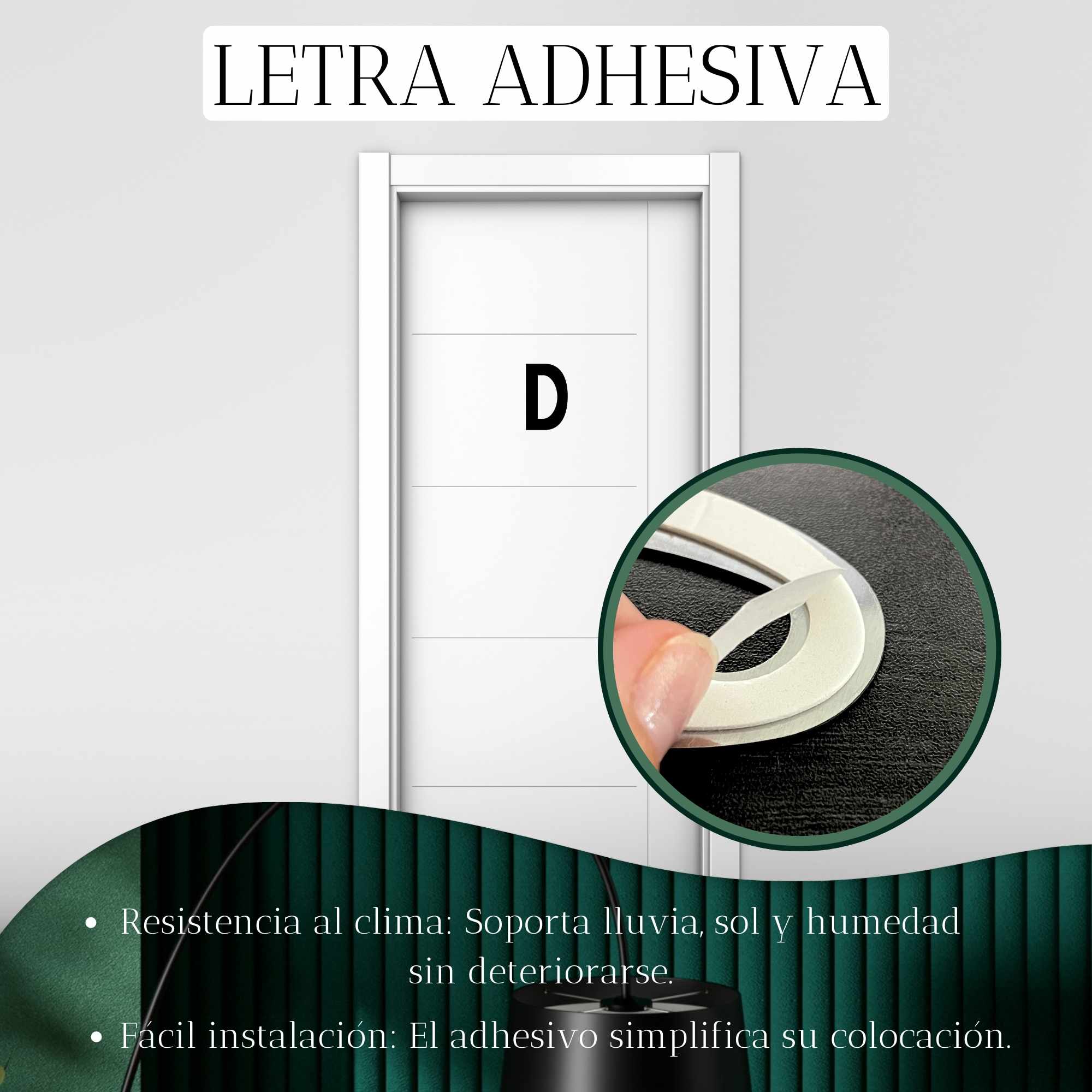 Letra D adhesivo en acero inoxidable 7.5 cm Negro - imagen 3