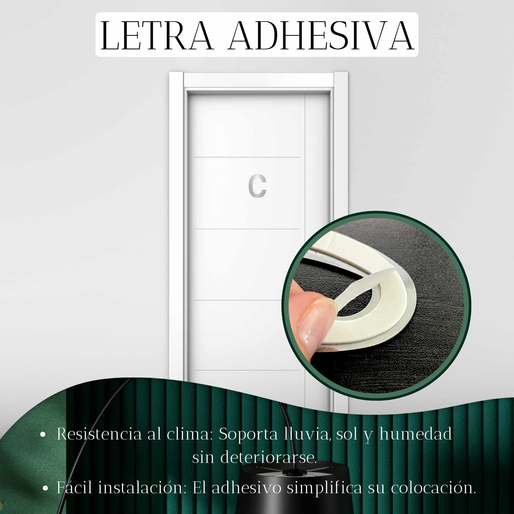 Letra C adhesivo en acero inoxidable 7.5 cm Plateada - imagen 3
