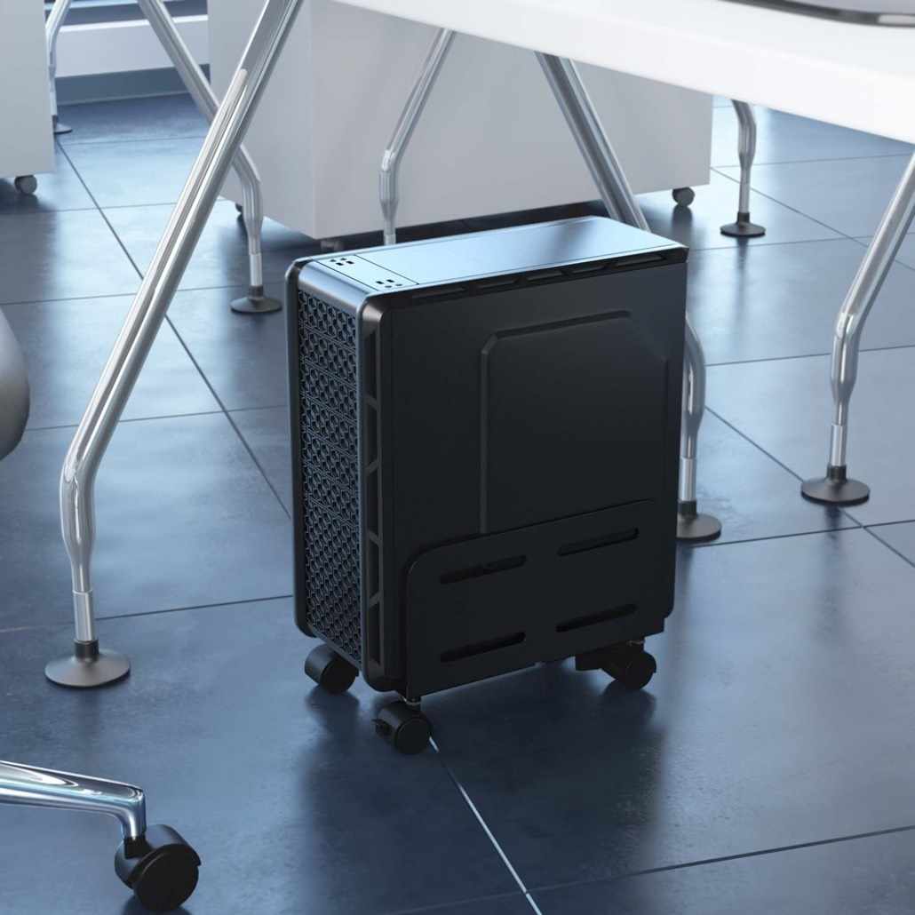 Soporte para cpu de suelo con ruedas negro - imagen 2