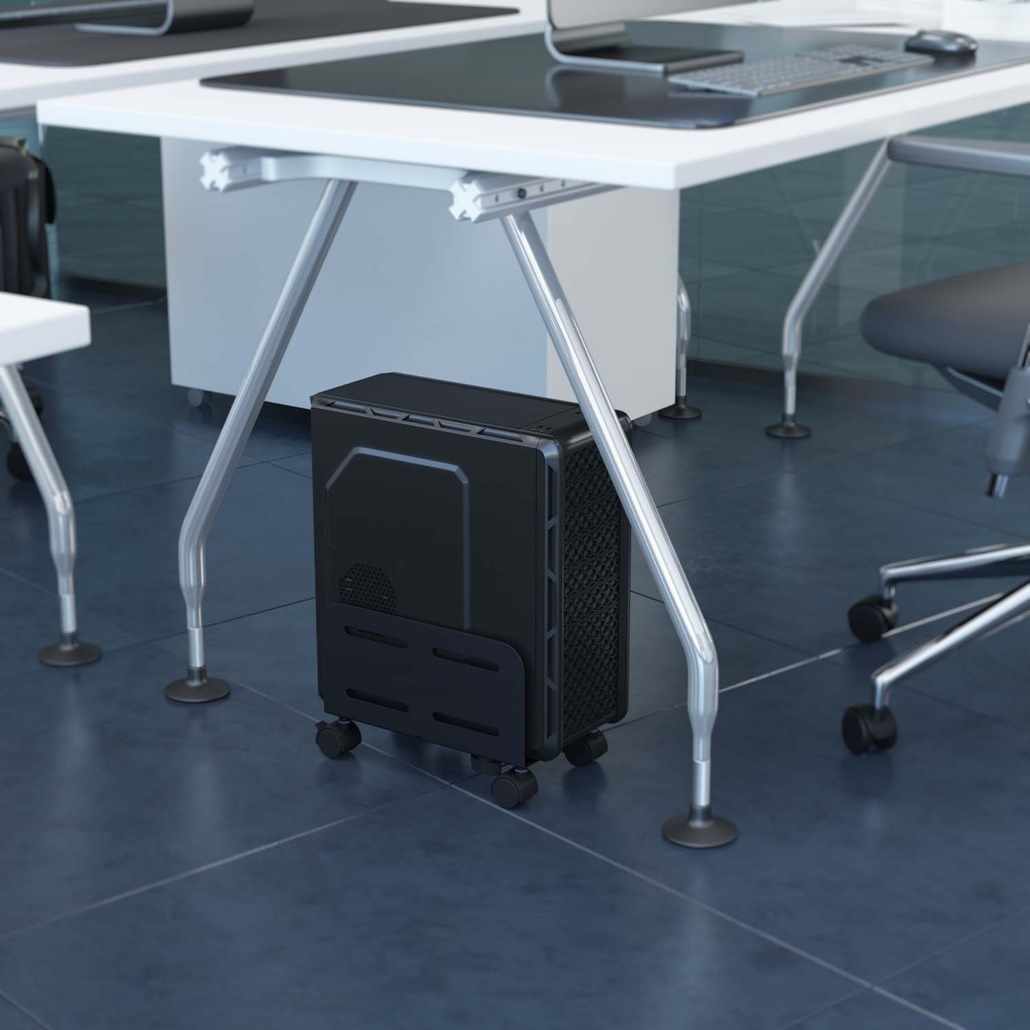 Soporte para cpu de suelo con ruedas negro - imagen 3