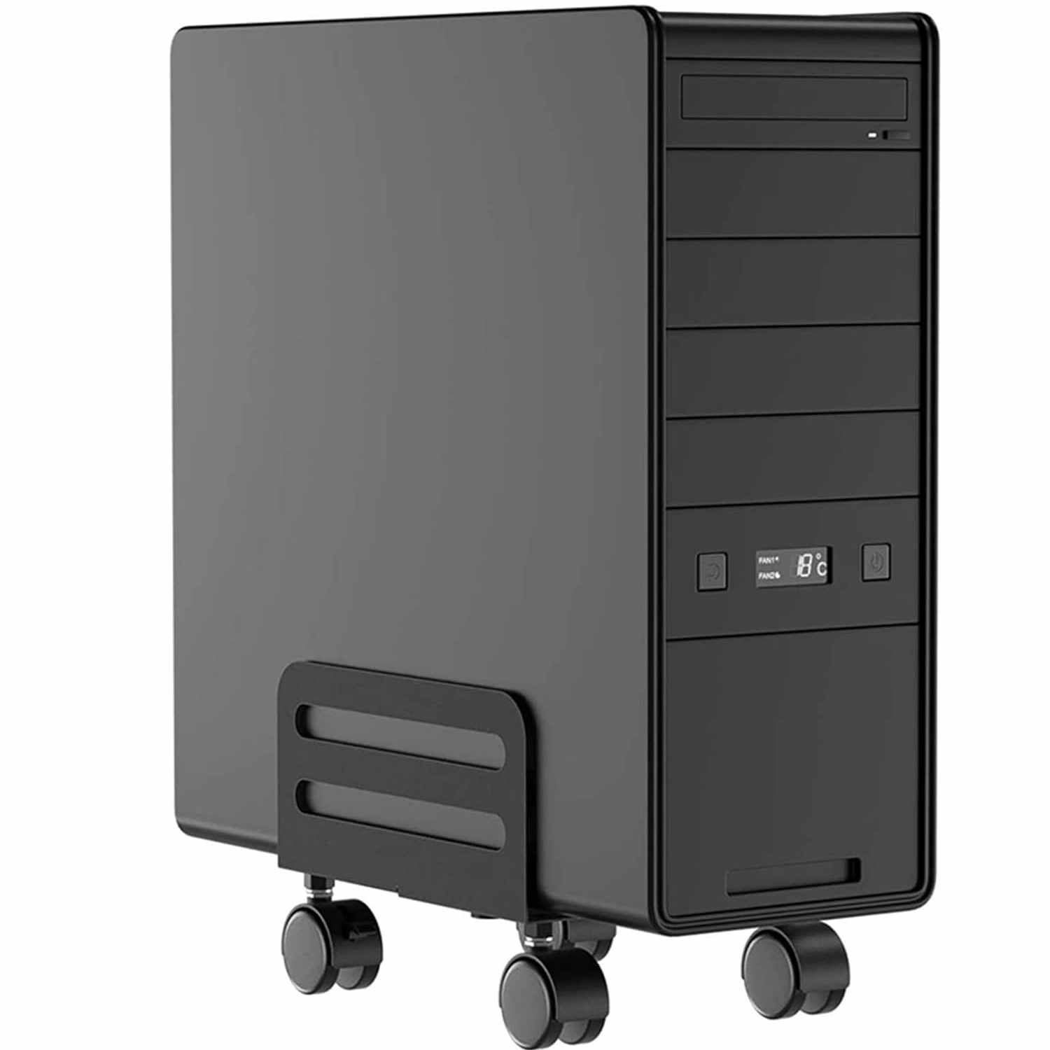 Soporte para cpu de suelo con ruedas negro - imagen 5