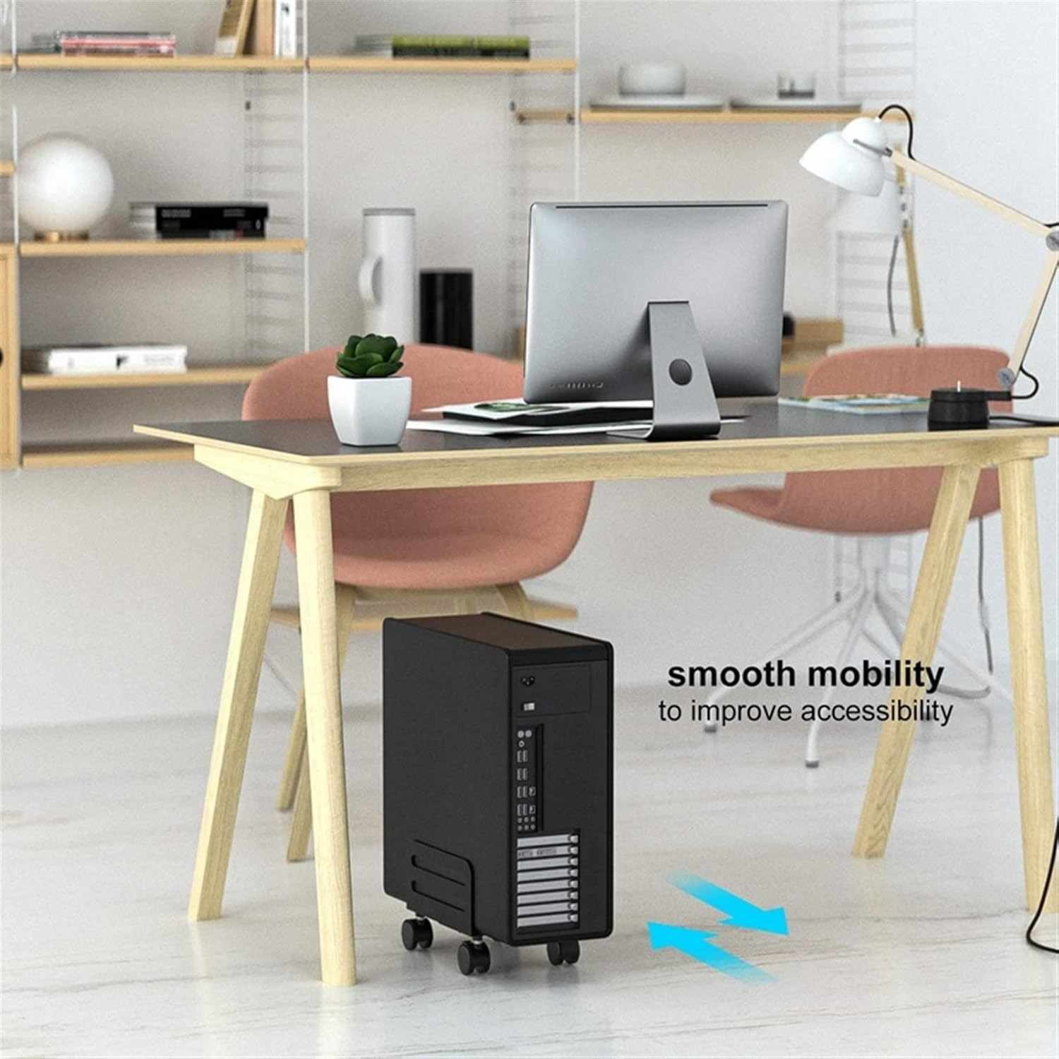 Soporte para cpu de suelo con ruedas negro - imagen 6