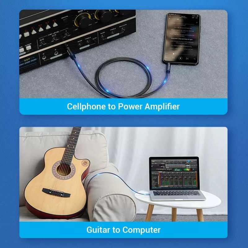 Cable De Audio TRS Jack 3.5 mm macho a Jack 6.35 mm macho Estereo 1 Metro - imagen 3
