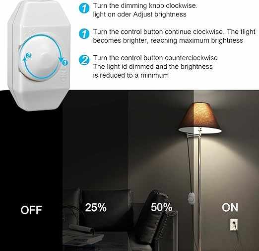 Potenciometro regulador de luz con Interruptor Blanco - imagen 4