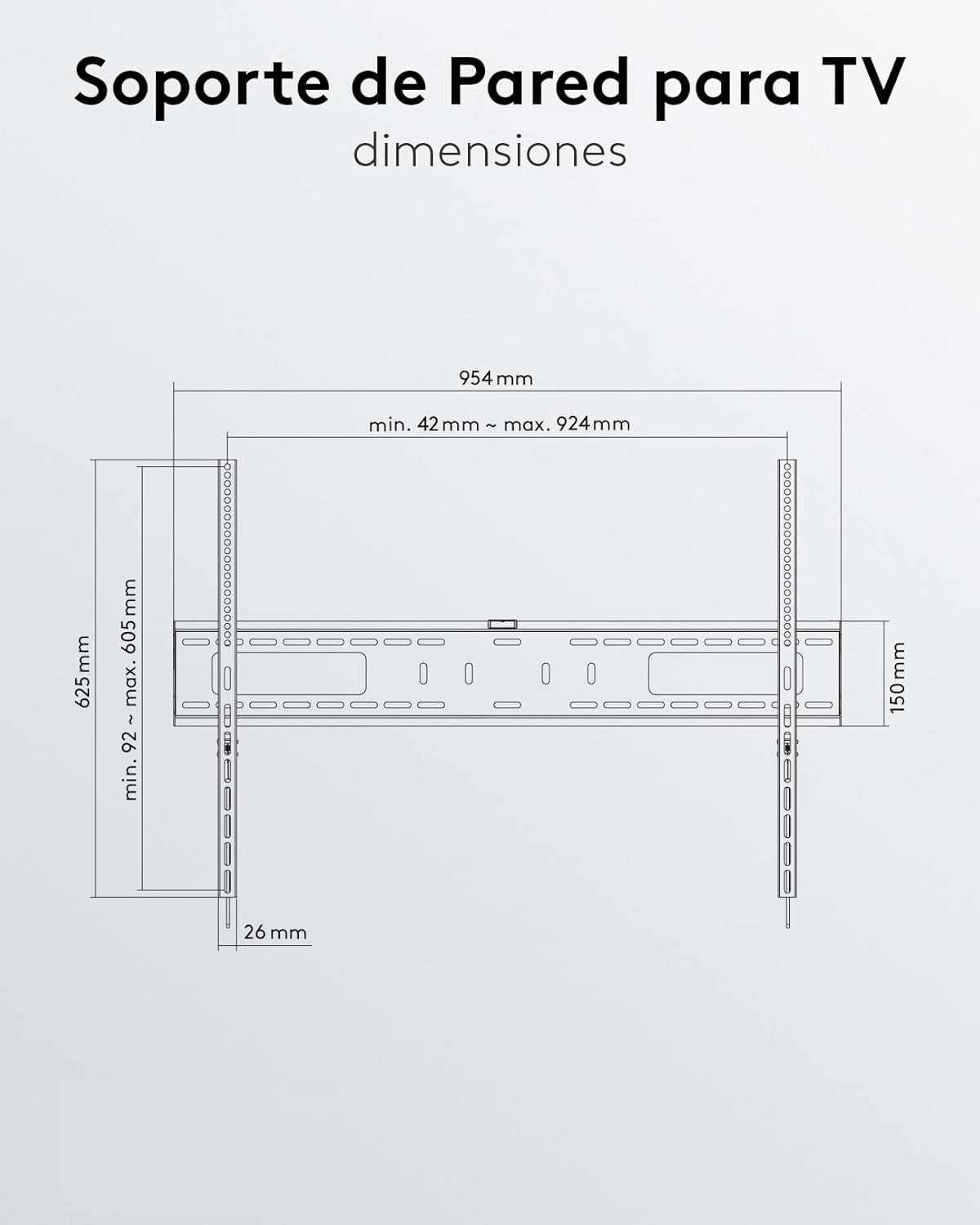 Soporte de pared para TV de 43 a 100 pulgadas fijo - imagen 3