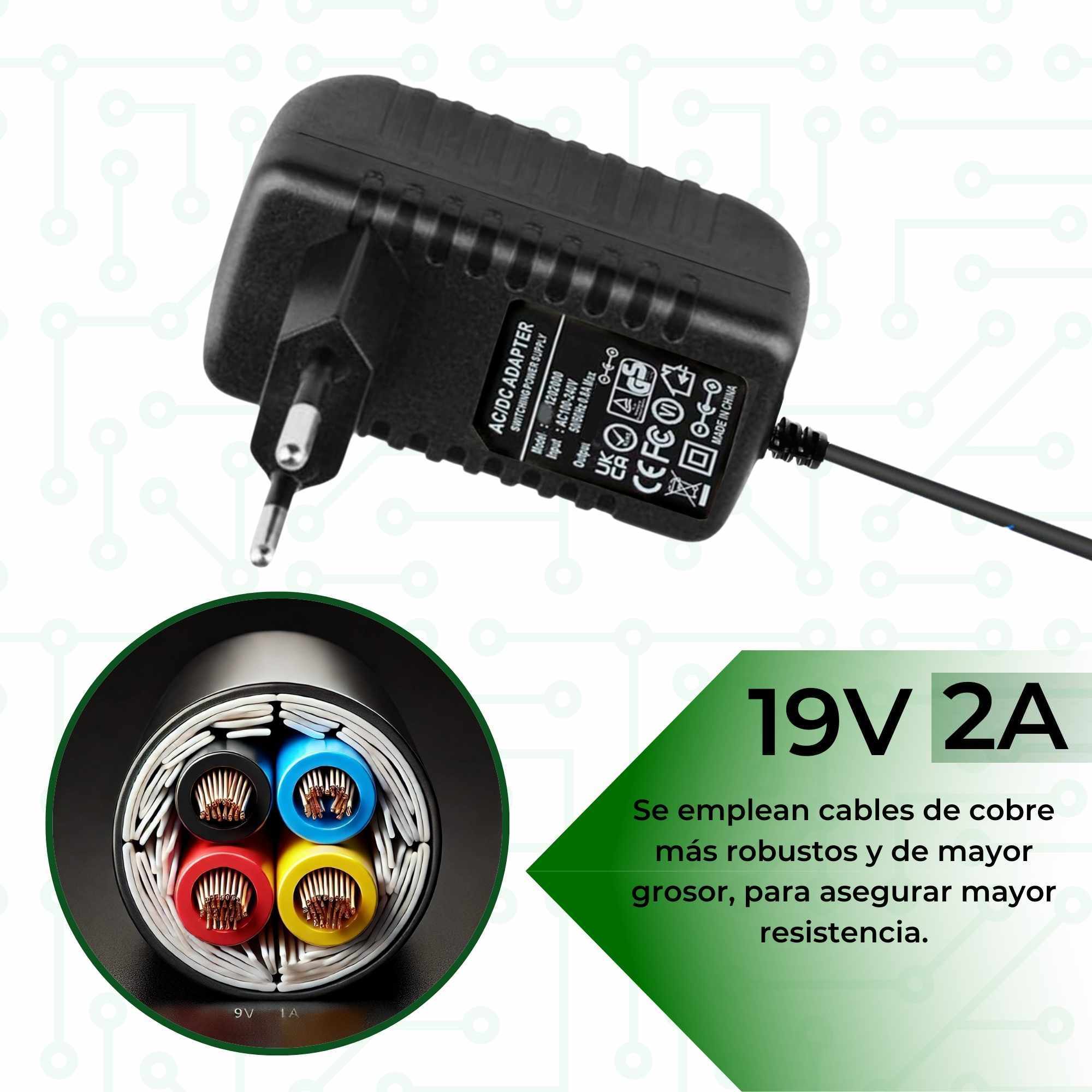 Alimentador 19V 2A Negro DC 5.5x2.1 mm - imagen 2