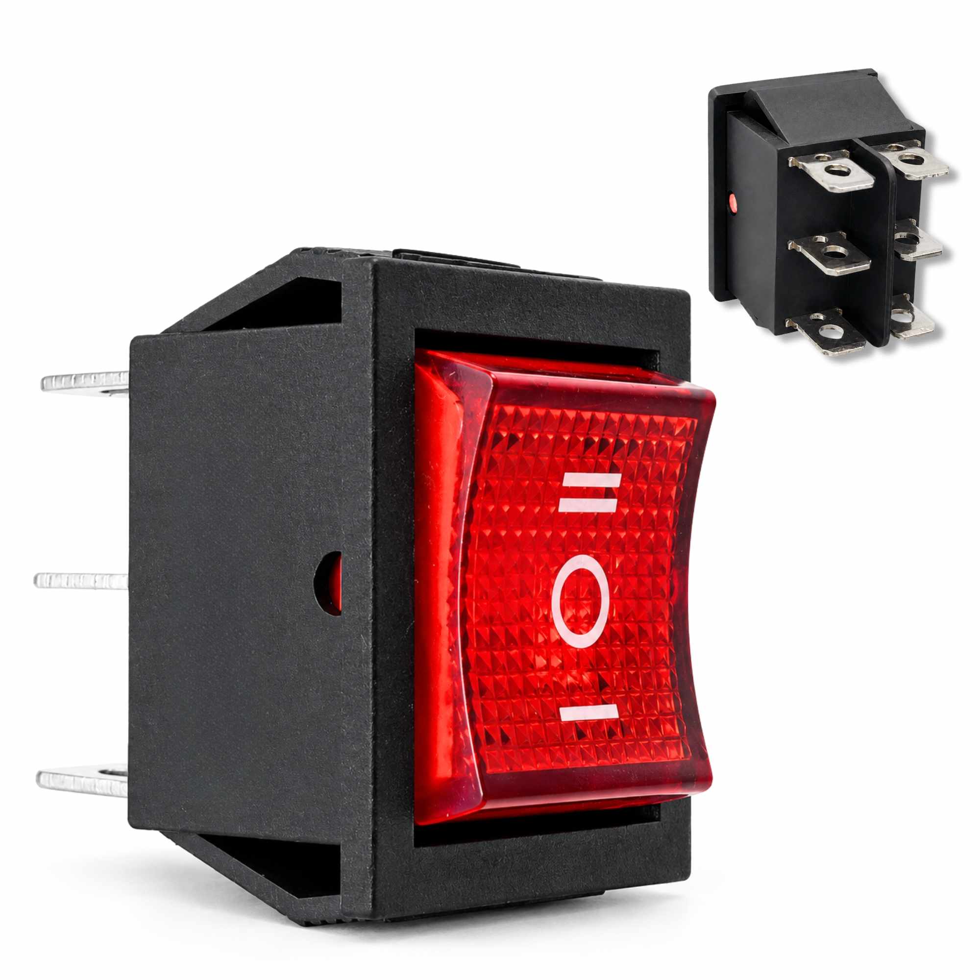 Interruptor basculante de 6 vias ON/OFF/ON Rojo 16 A