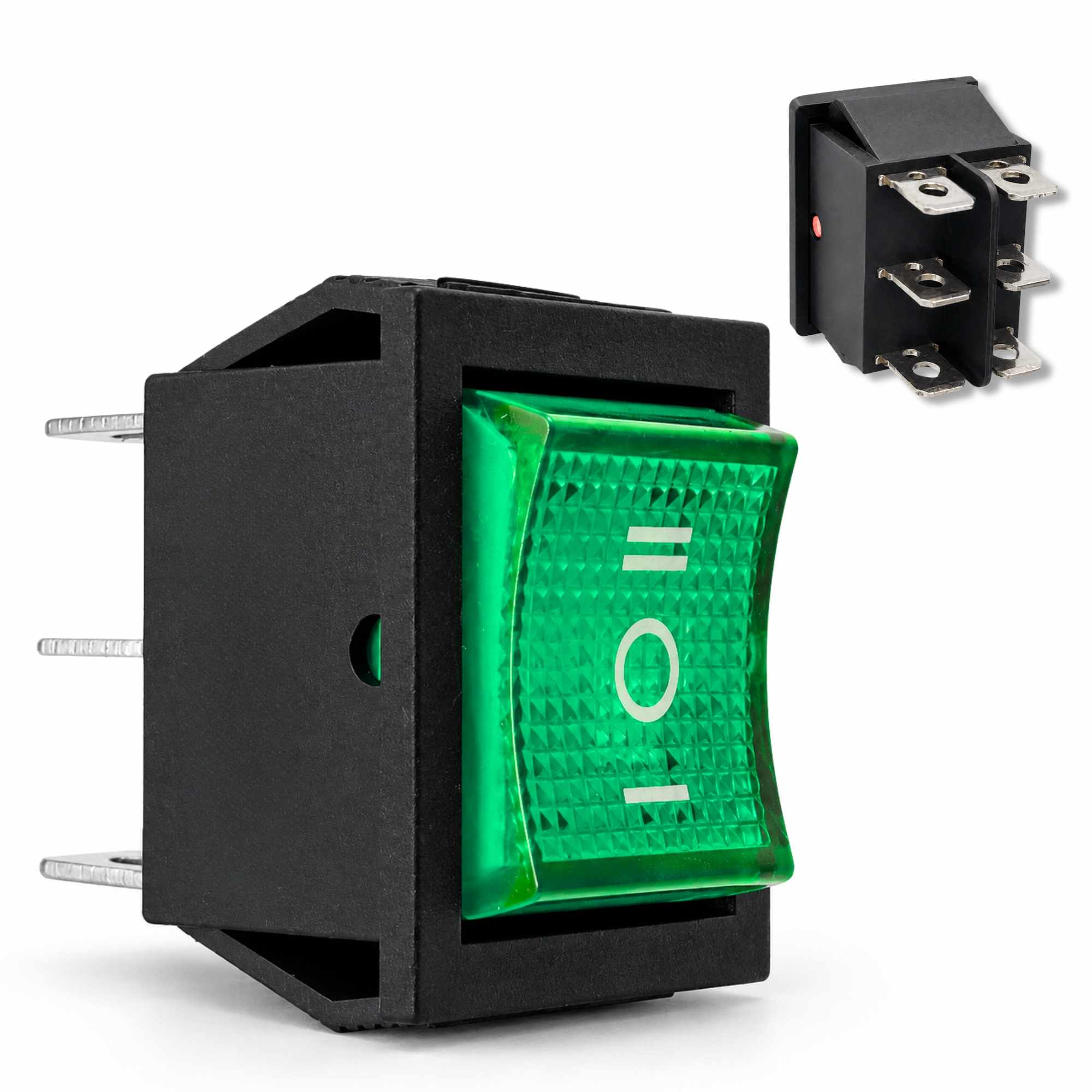 Interruptor basculante de 6 vias ON/OFF/ON verde 16 A - imagen 1