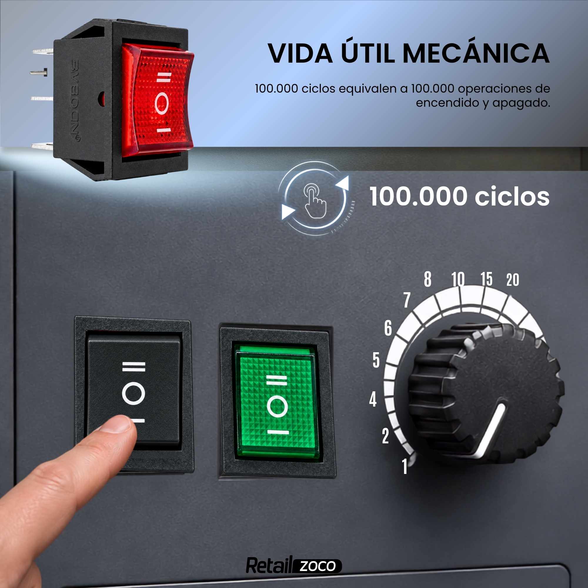 Interruptor basculante de 6 vias ON/OFF/ON verde 16 A - imagen 5