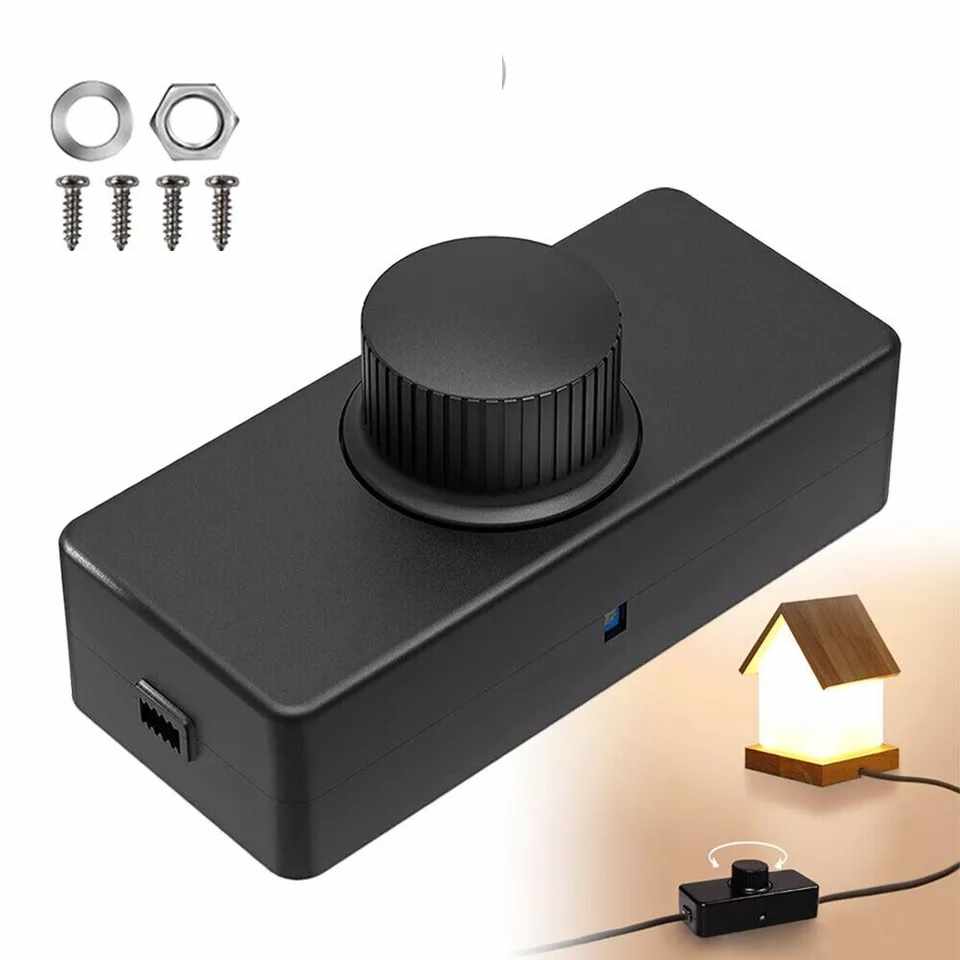 Potenciometro regulador de luz 3-100W Negro AC 220-240V