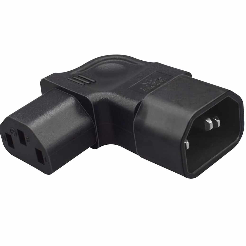 Adaptador IEC C14 a C13 macho a hembra acodado izquierda Negro - imagen 1