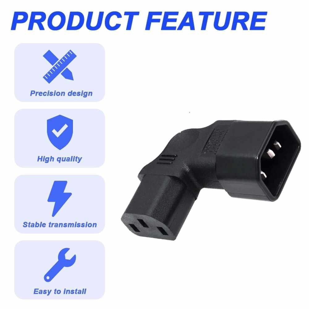 Adaptador IEC C14 a C13 macho a hembra acodado izquierda Negro - imagen 4