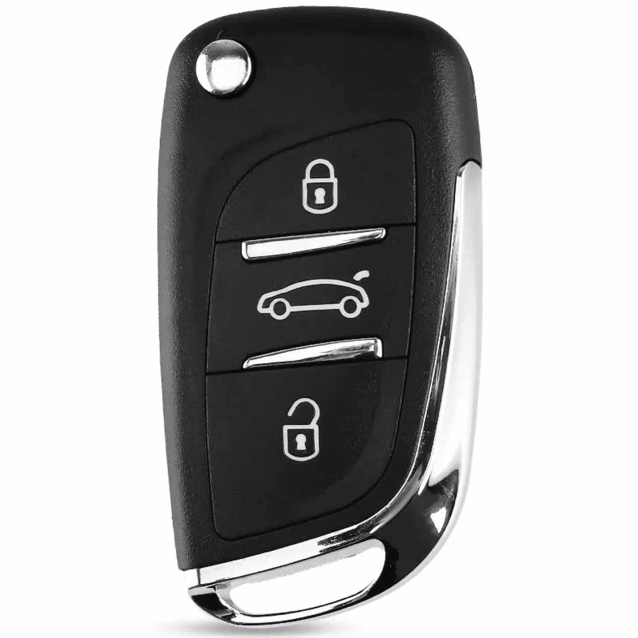 Carcasa mando llave de coche 3 botones compatible con citroen y peugeot con zocalo pila
