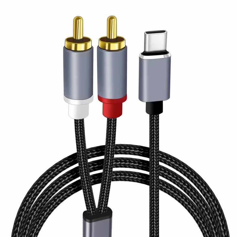 Cable de audio USB C a 2 RCA macho 3 Metros