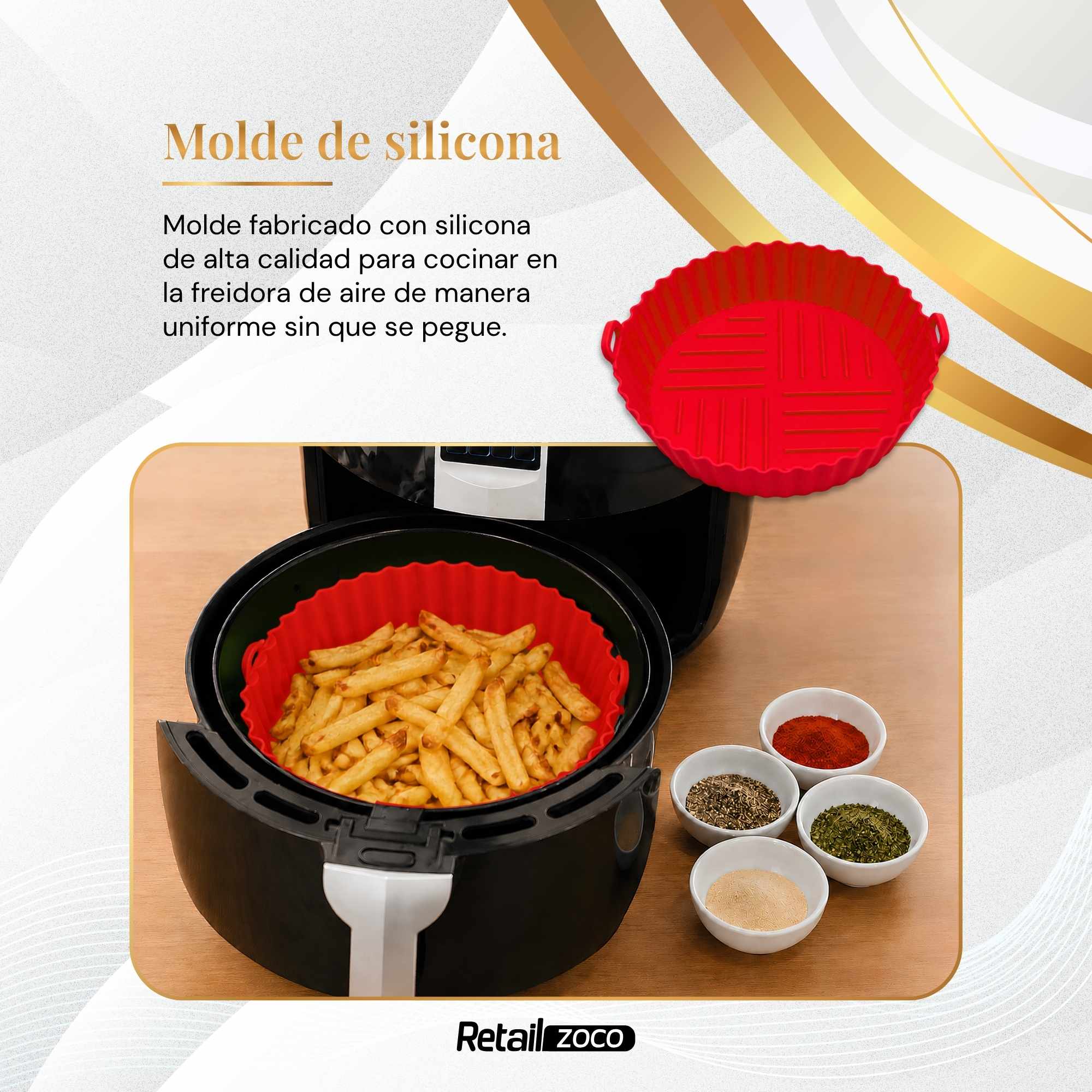 Molde Silicona redondo para Freidora de Aire 20 cm rojo - imagen 2
