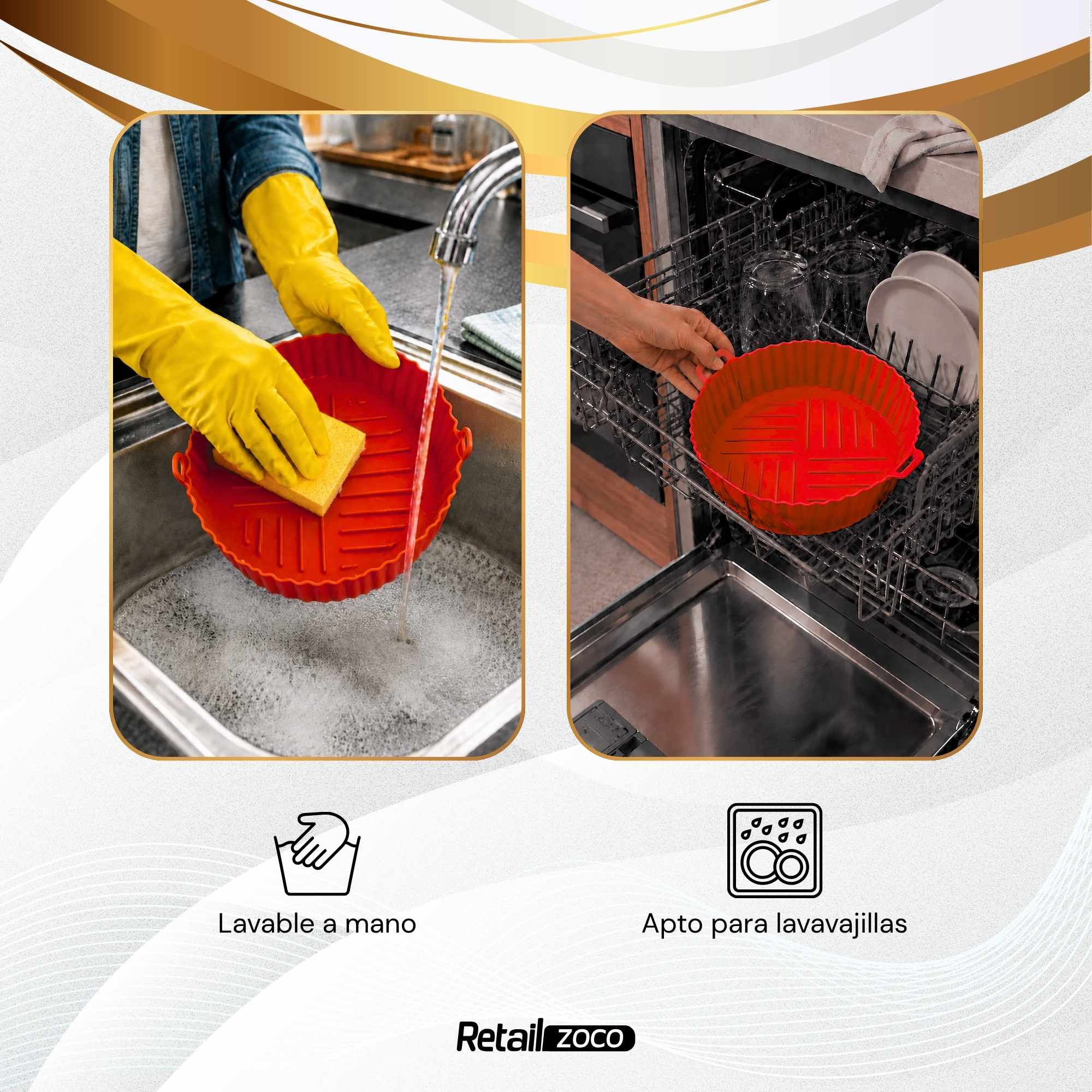 Molde Silicona redondo para Freidora de Aire 20 cm rojo - imagen 5