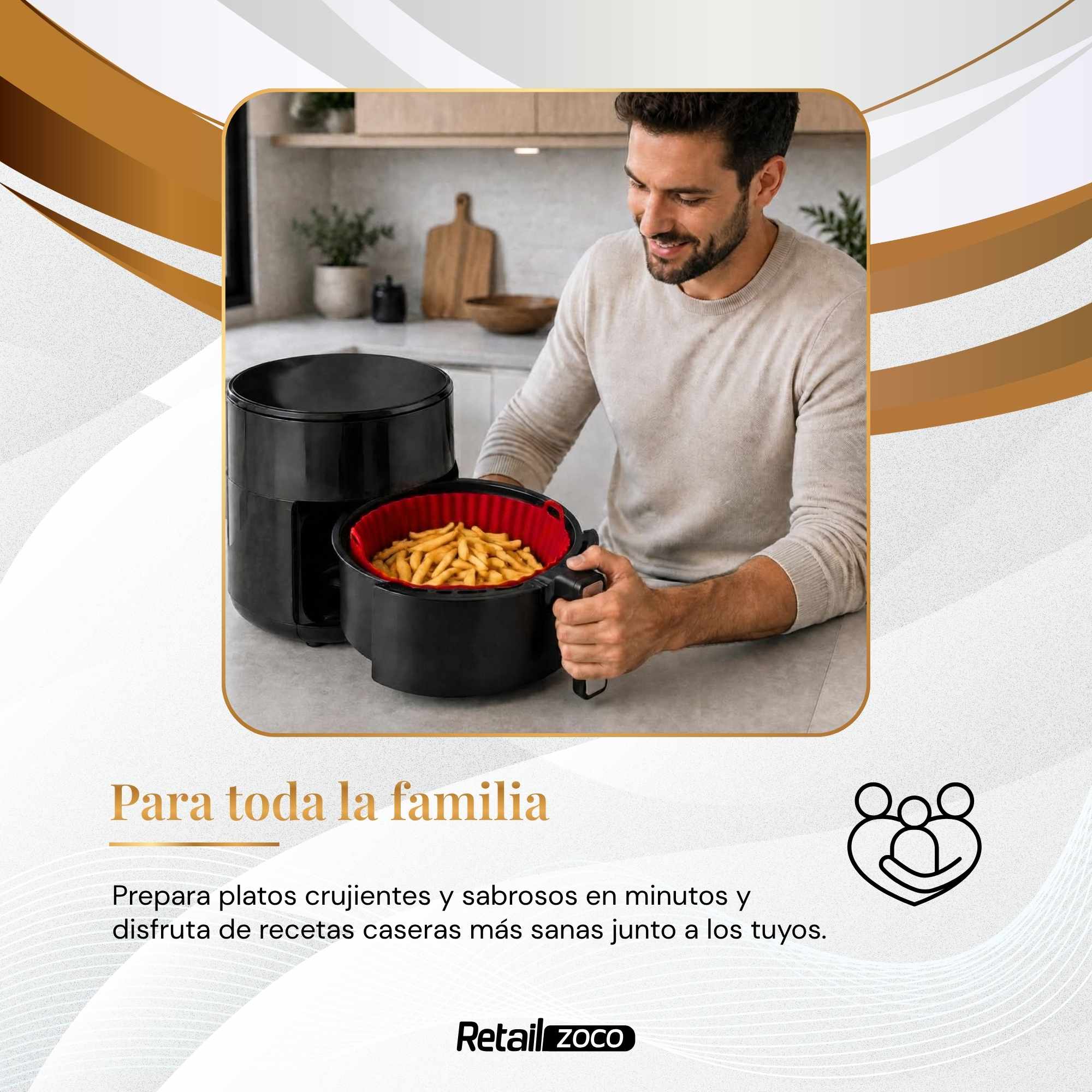 Molde Silicona redondo para Freidora de Aire 20 cm rojo - imagen 6