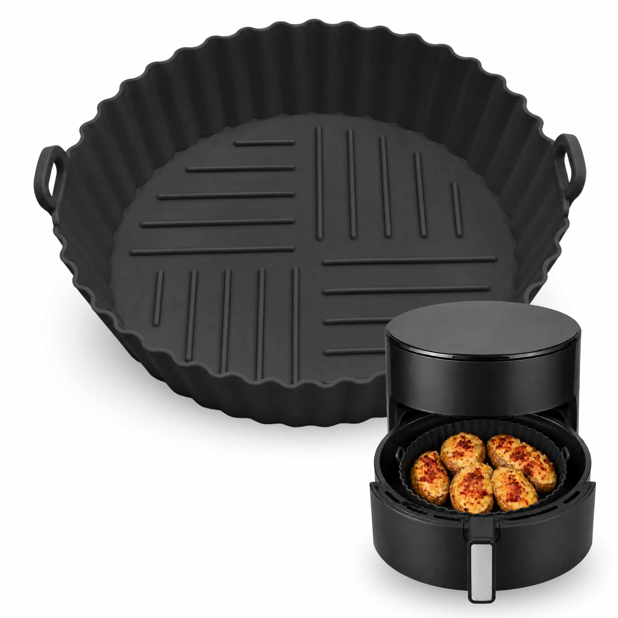 Molde Silicona redondo para Freidora de Aire 20 cm Negro - imagen 1