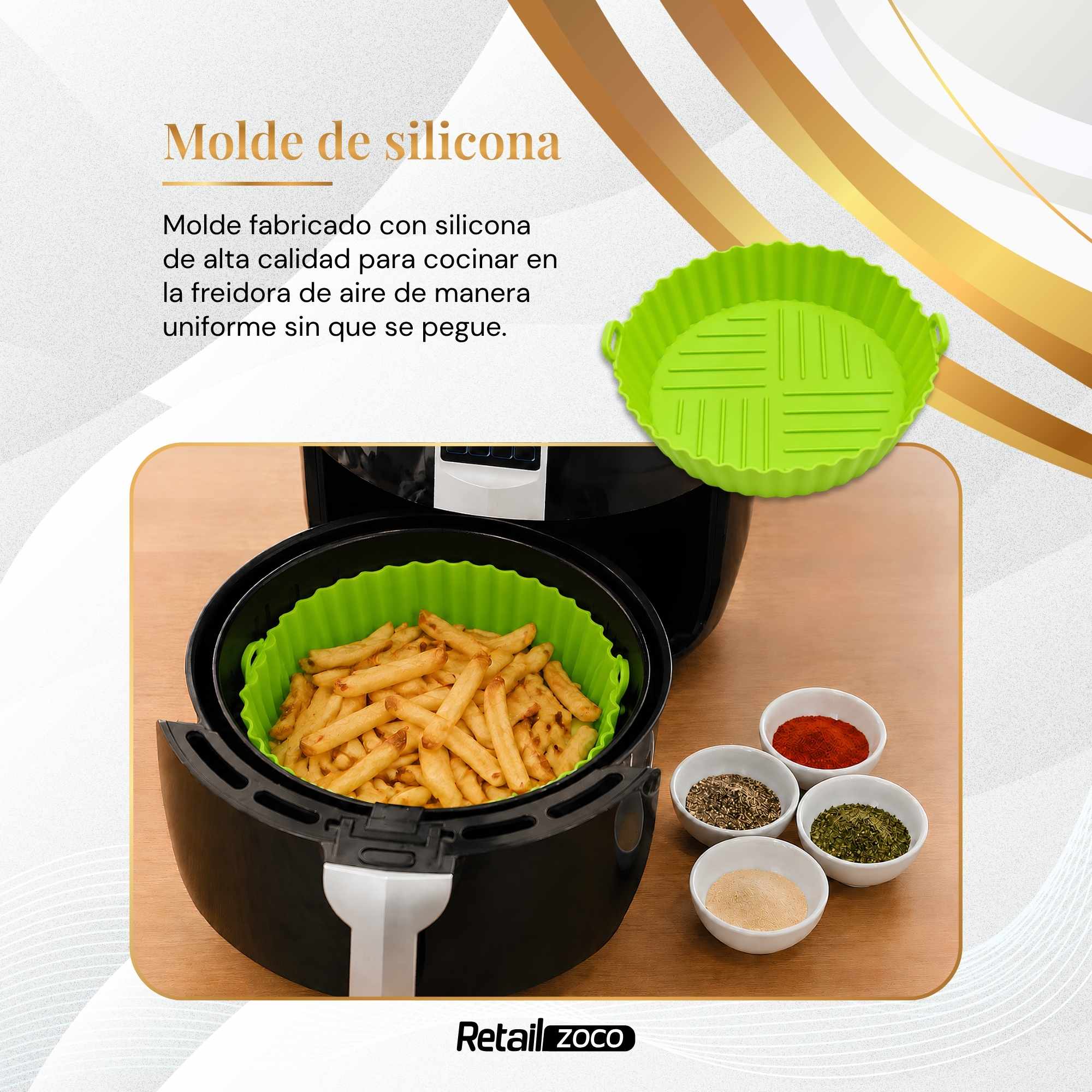 Molde Silicona redondo para Freidora de Aire 20 cm Verde - imagen 2