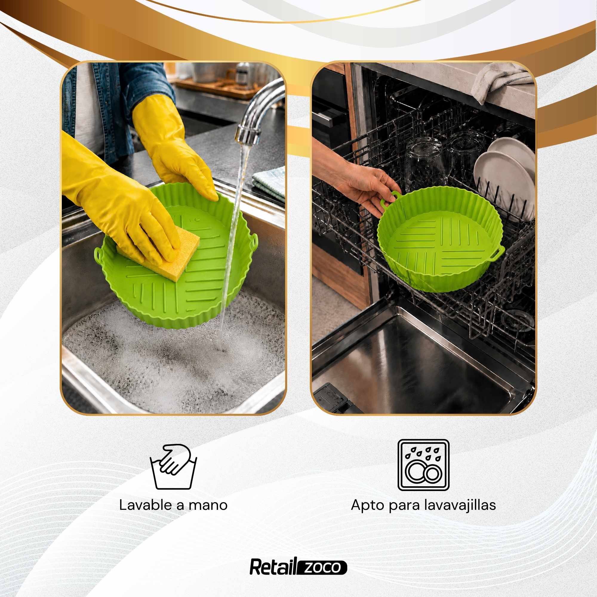 Molde Silicona redondo para Freidora de Aire 20 cm Verde - imagen 5