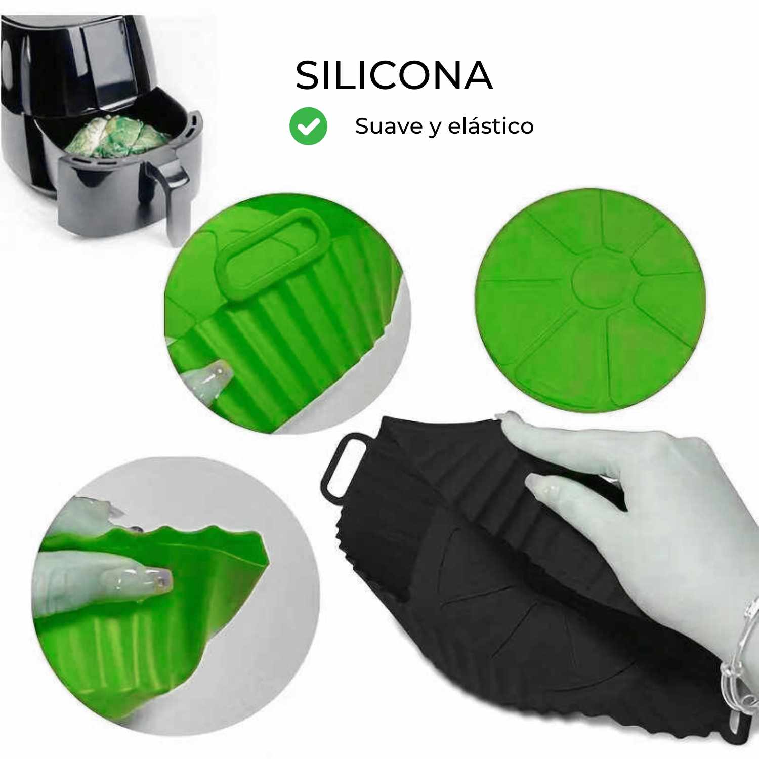 Molde Silicona redondo para Freidora de Aire 20 cm Verde - imagen 6
