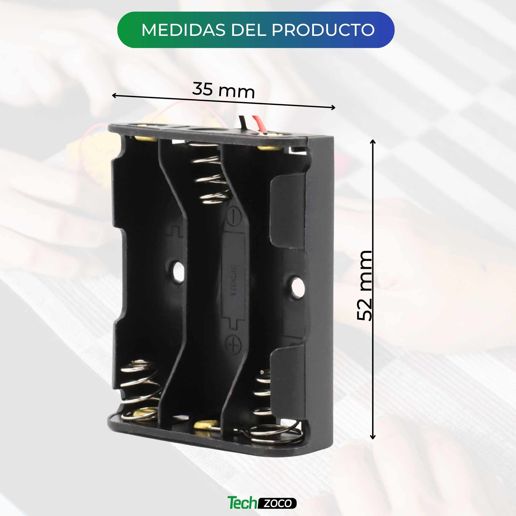 Portapilas plano para 3 pilas LR03 AAA - imagen 4