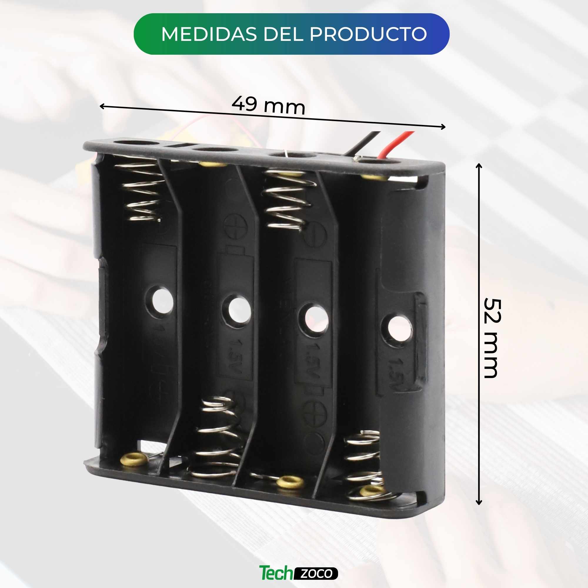 Portapilas plano para 4 pilas LR03 AAA - imagen 4