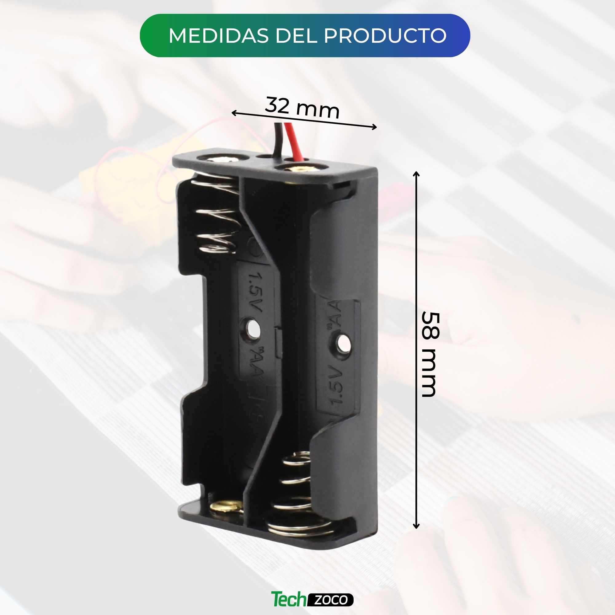 Portapilas para 2 pilas LR6 AA - imagen 4