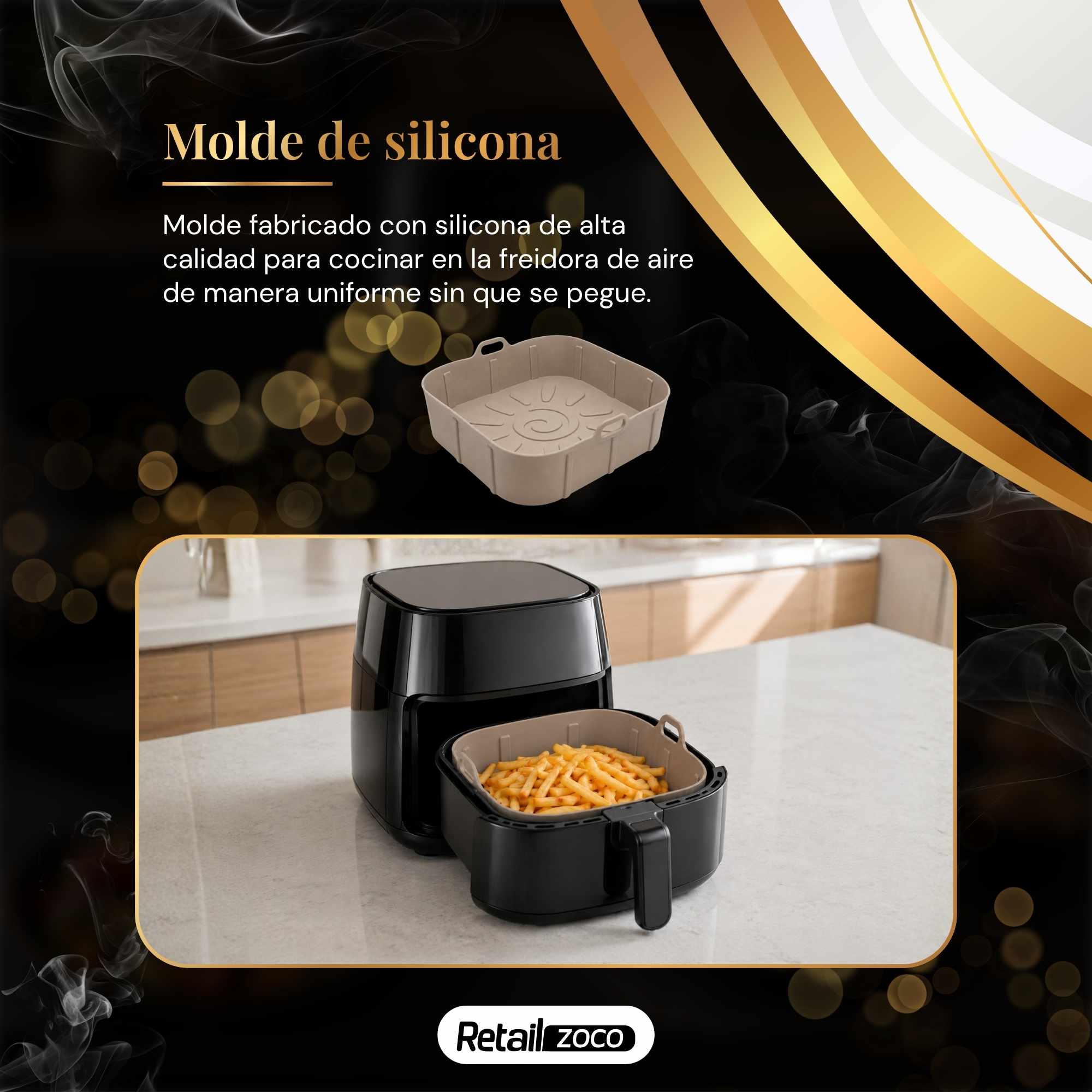 Molde Silicona cuadrado para Freidora de Aire 20 cm beige - imagen 2