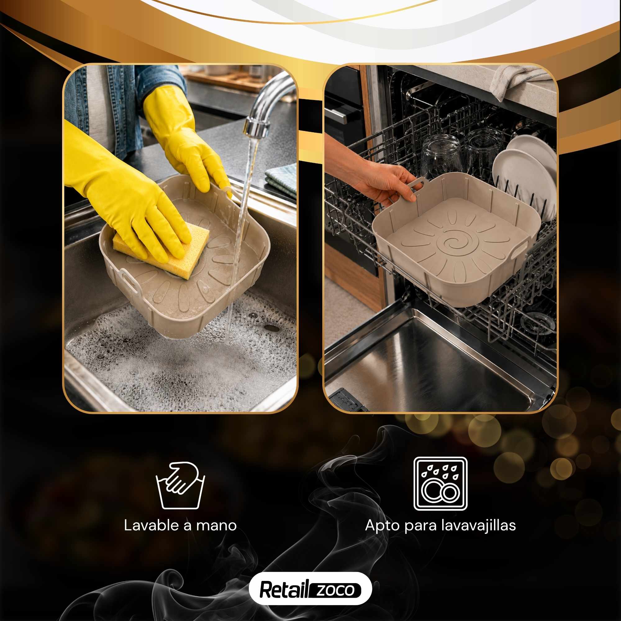 Molde Silicona cuadrado para Freidora de Aire 20 cm beige - imagen 5