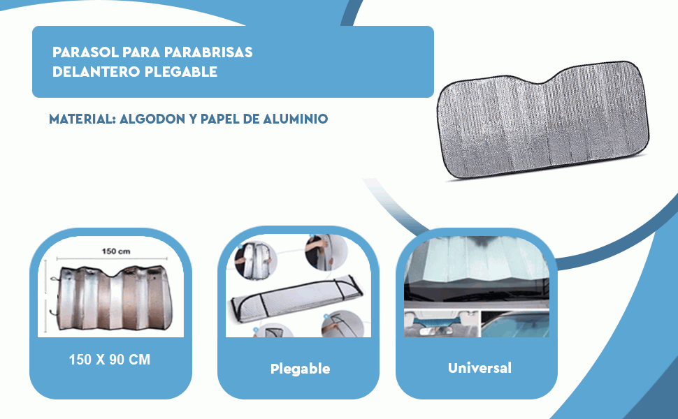 Banner - Parasol para parabrisas delantero plegable 150x90 cm