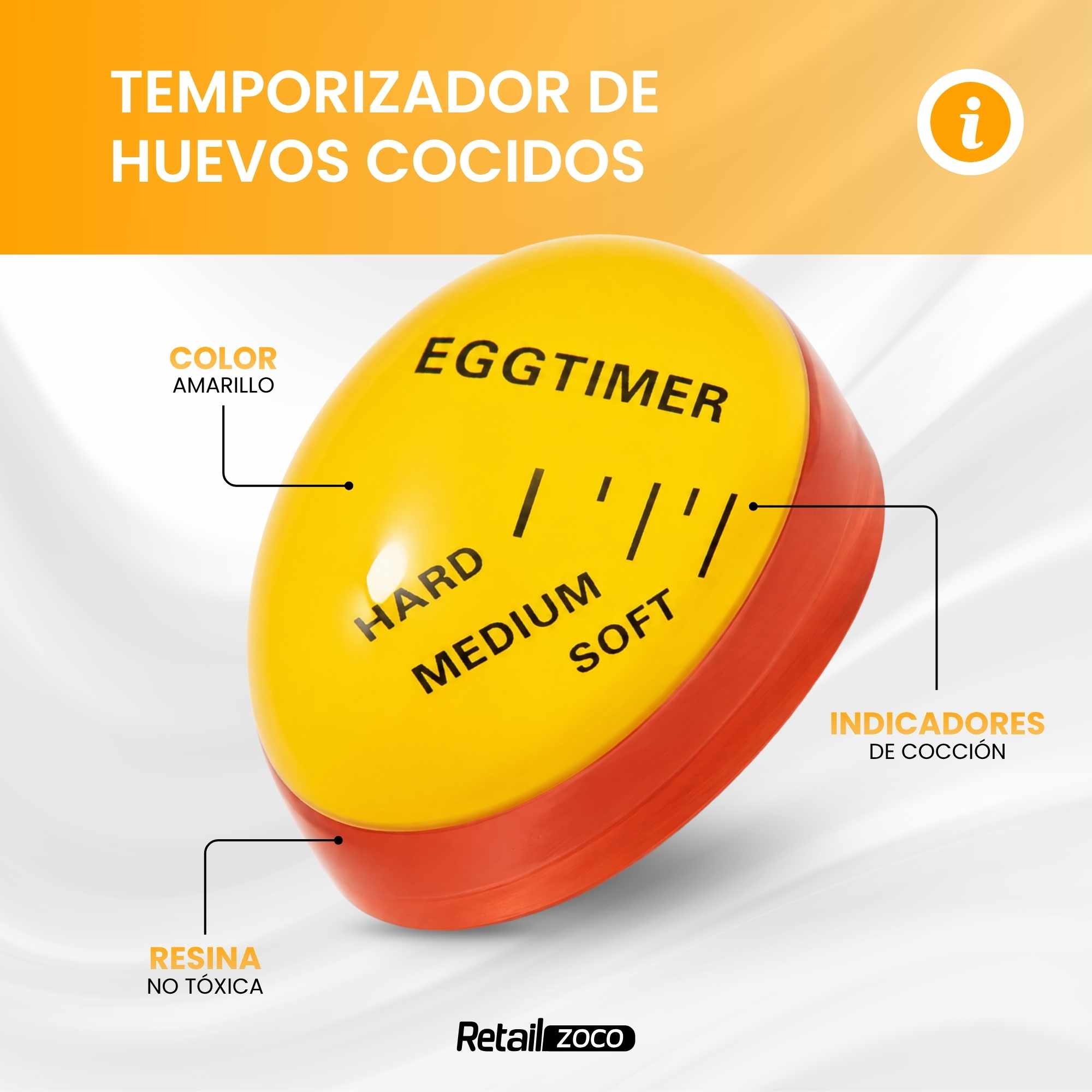 Temporizador De Huevos Cocidos amarillo - imagen 2